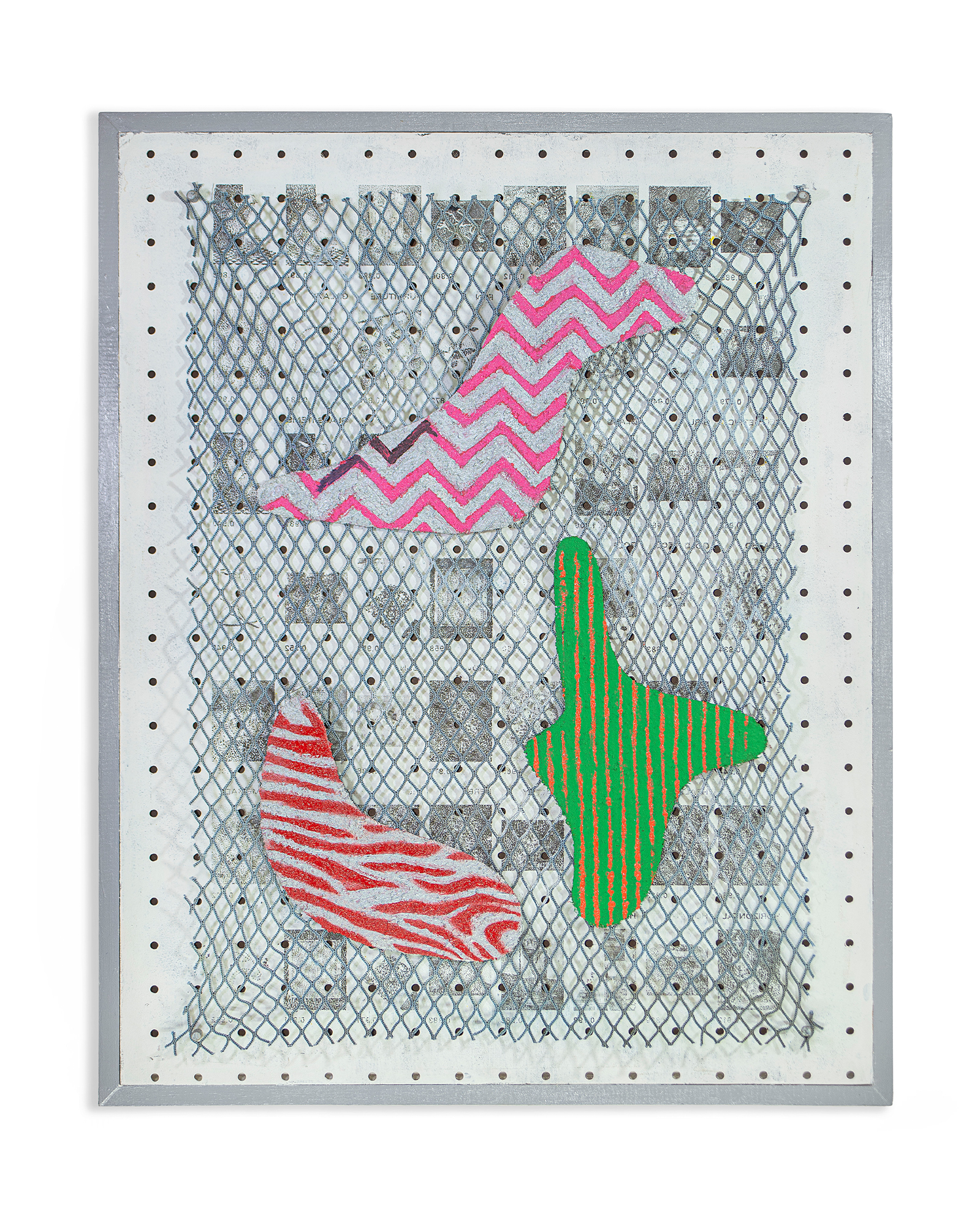 Untitled #8, 55x44cm, 2022 - acrylic paint, wood panel, fabric, transfer print