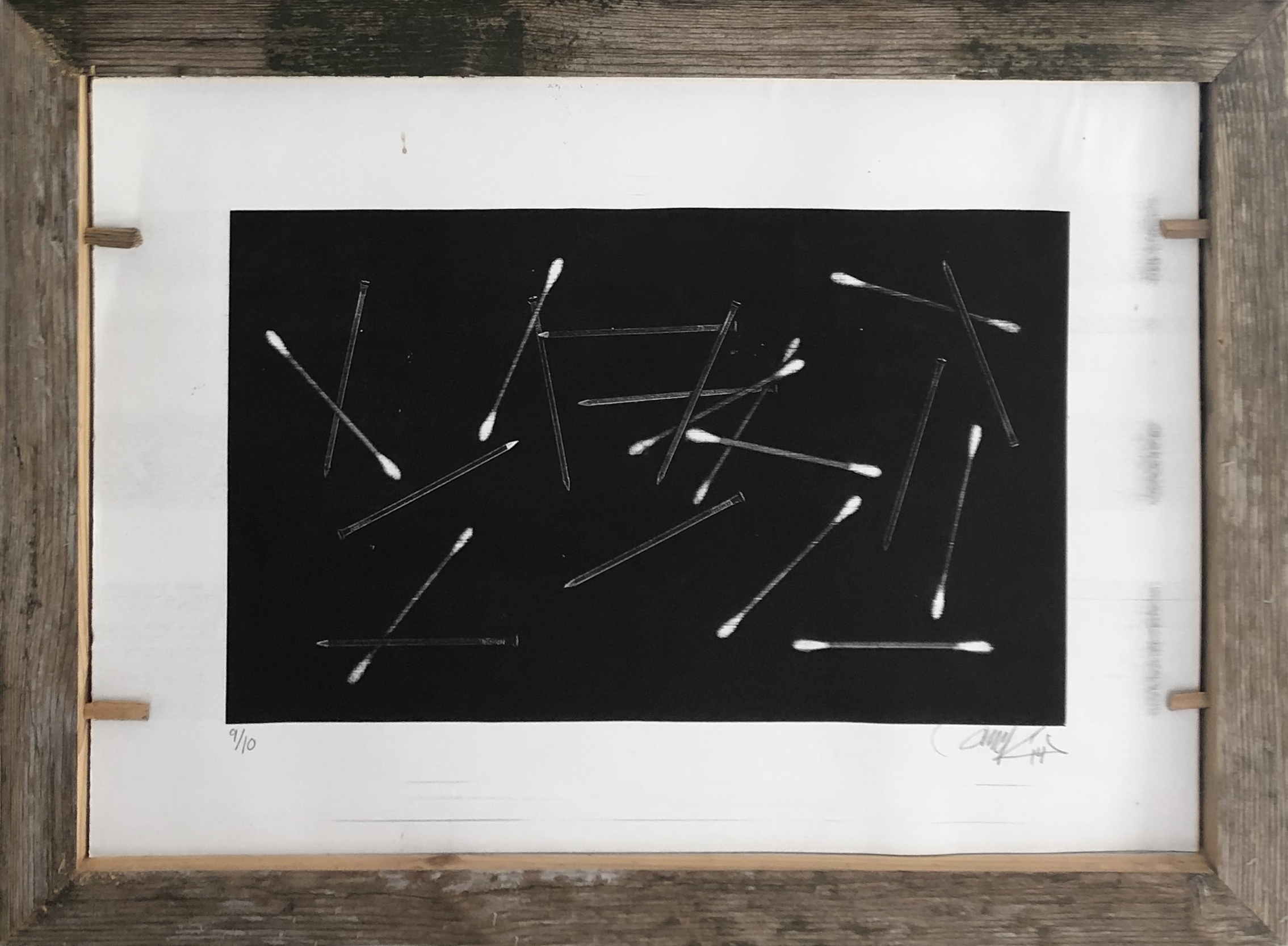 "Contrast" - a3 - Nails and a cotton buds in a copy machine - 2015.