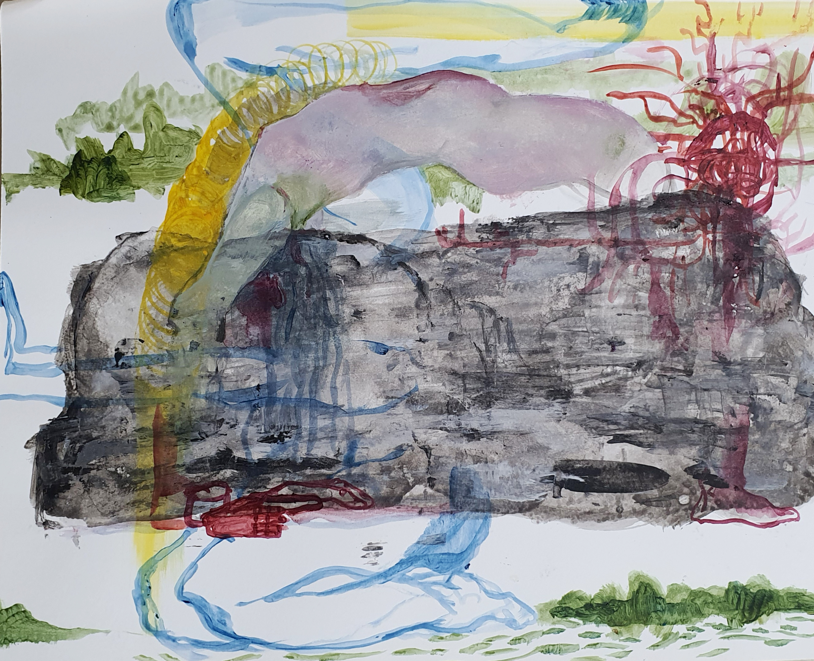 pair, 또는 포개진 종이에 채색