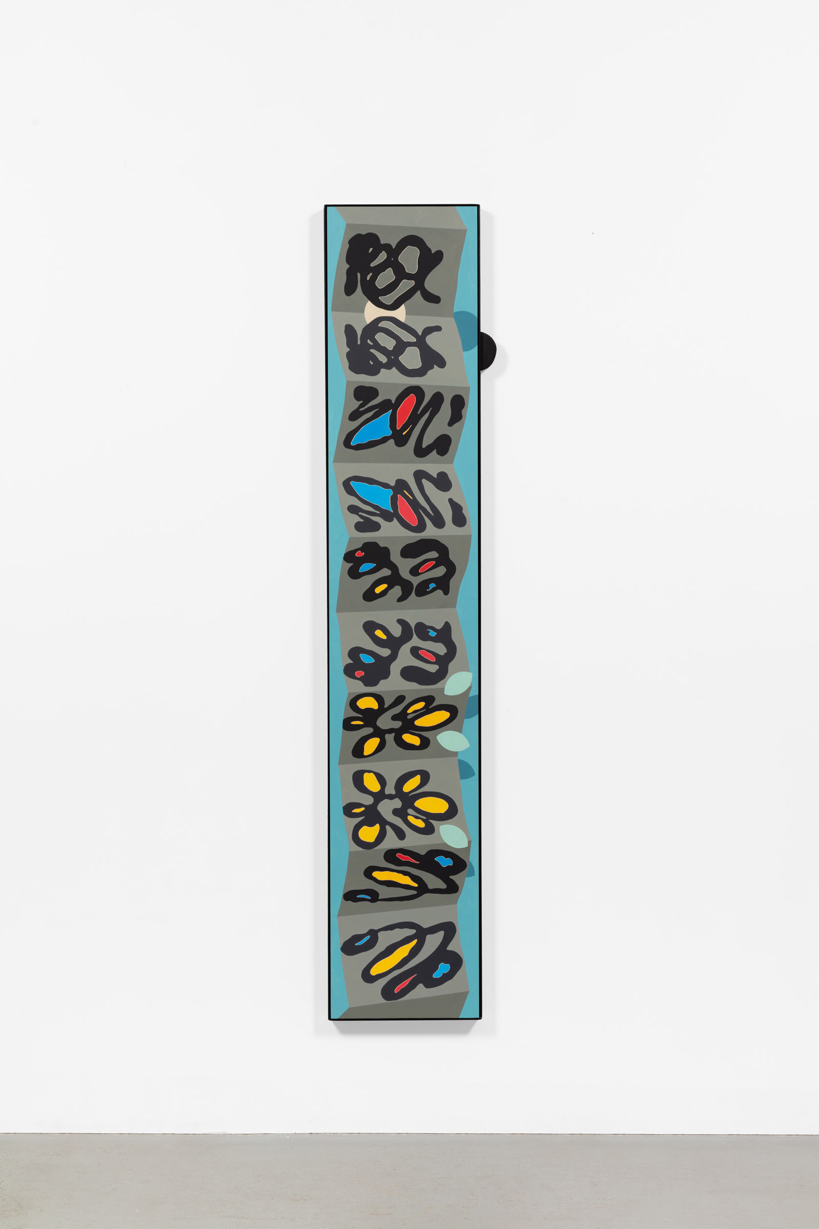 Hypothesizing coincidence no. 6, 2020, oil on panel, powder coated steel, wood, magnets