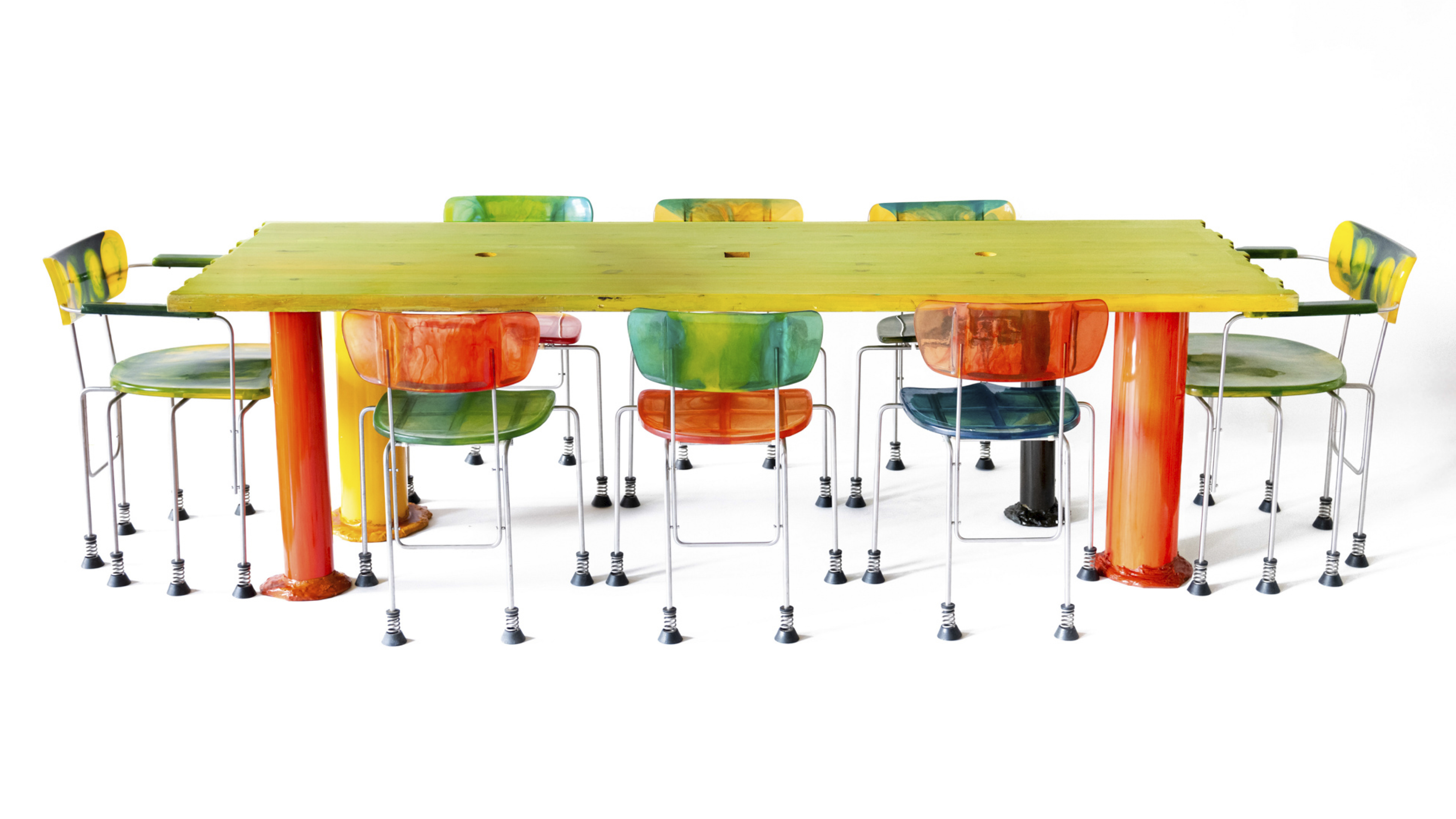 Gaetano Pesce, 1994 tbwa/chiat/day, prototype conference table with eight Broadway chairs by Bernini