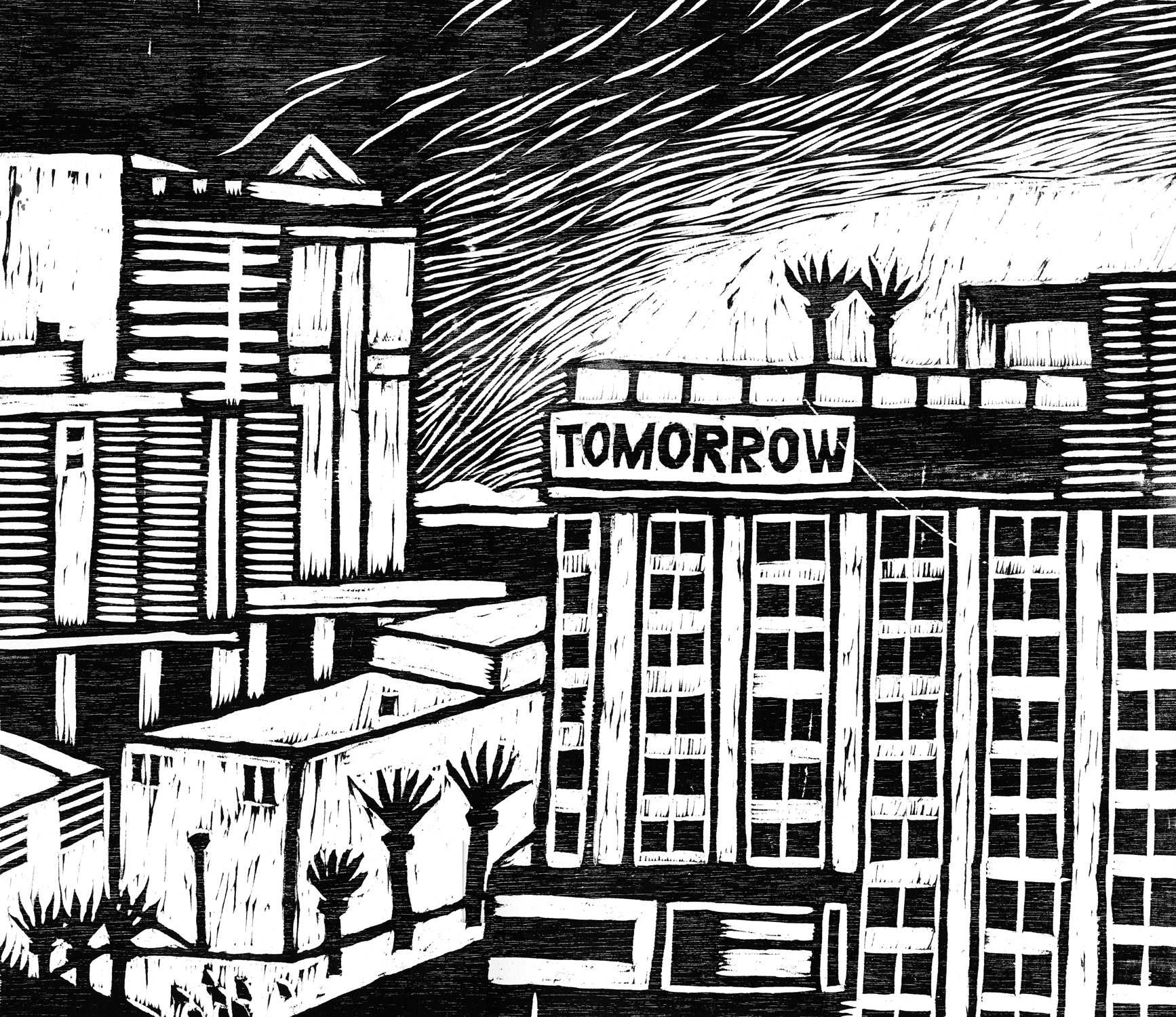 Tomorrow in Vegas, woodcut