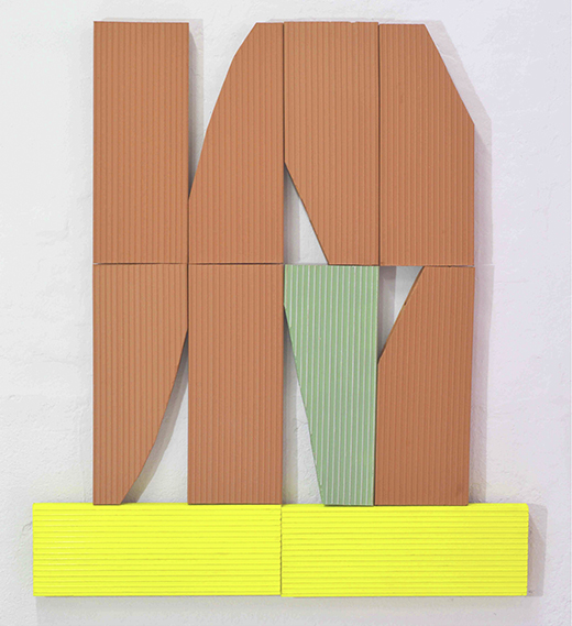 Remenmante 03, 2018. Acrylic on 10 clay bricks, 118 x 99 cm