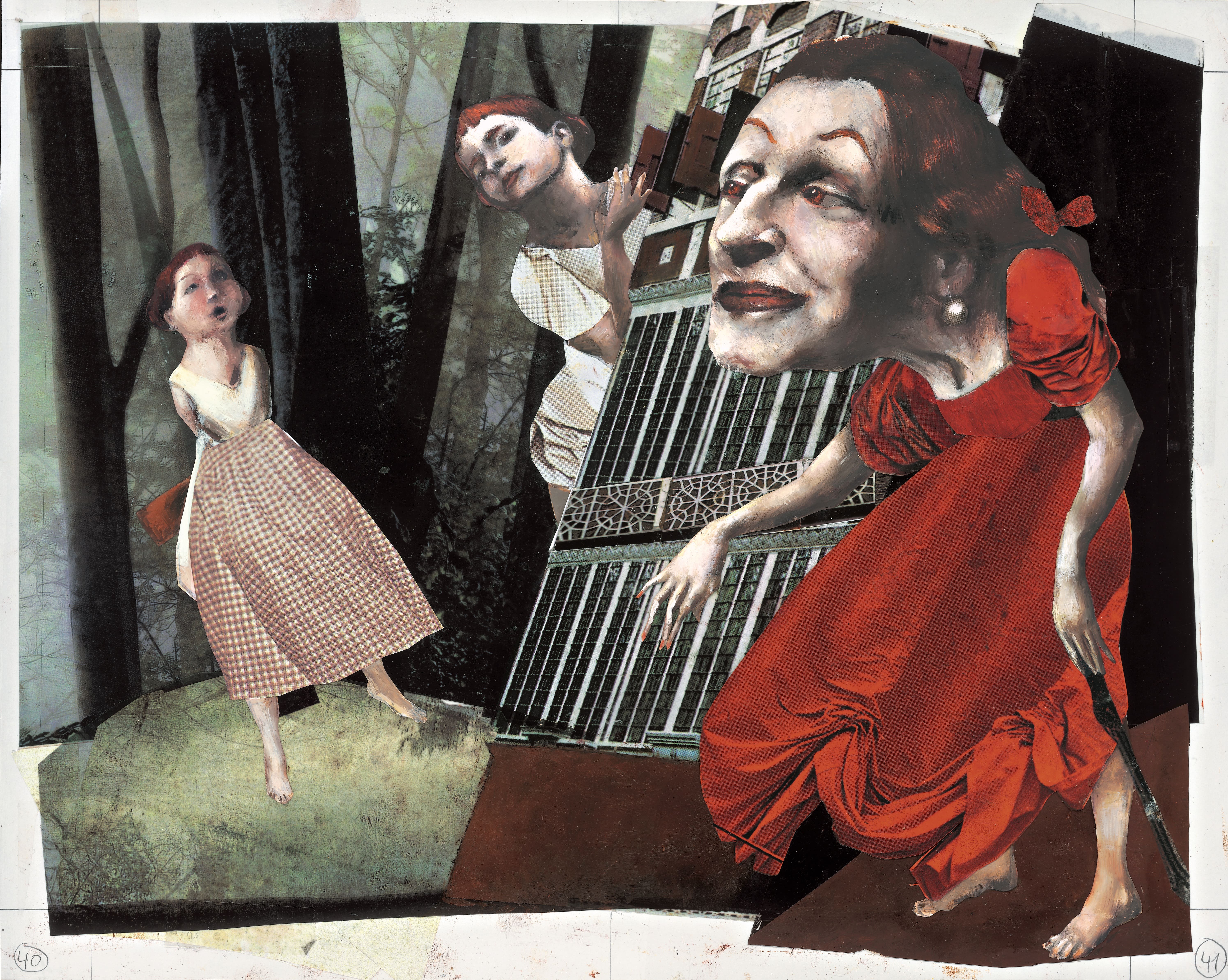 The WitchOil paint on paper, collage with photo material, 45 x36 cmSerie: Hansel and Gretel/Text: The Brothers GrimmEditions Être, Paris, Publisher: Hinstorff Verlag, Rostock, 2007