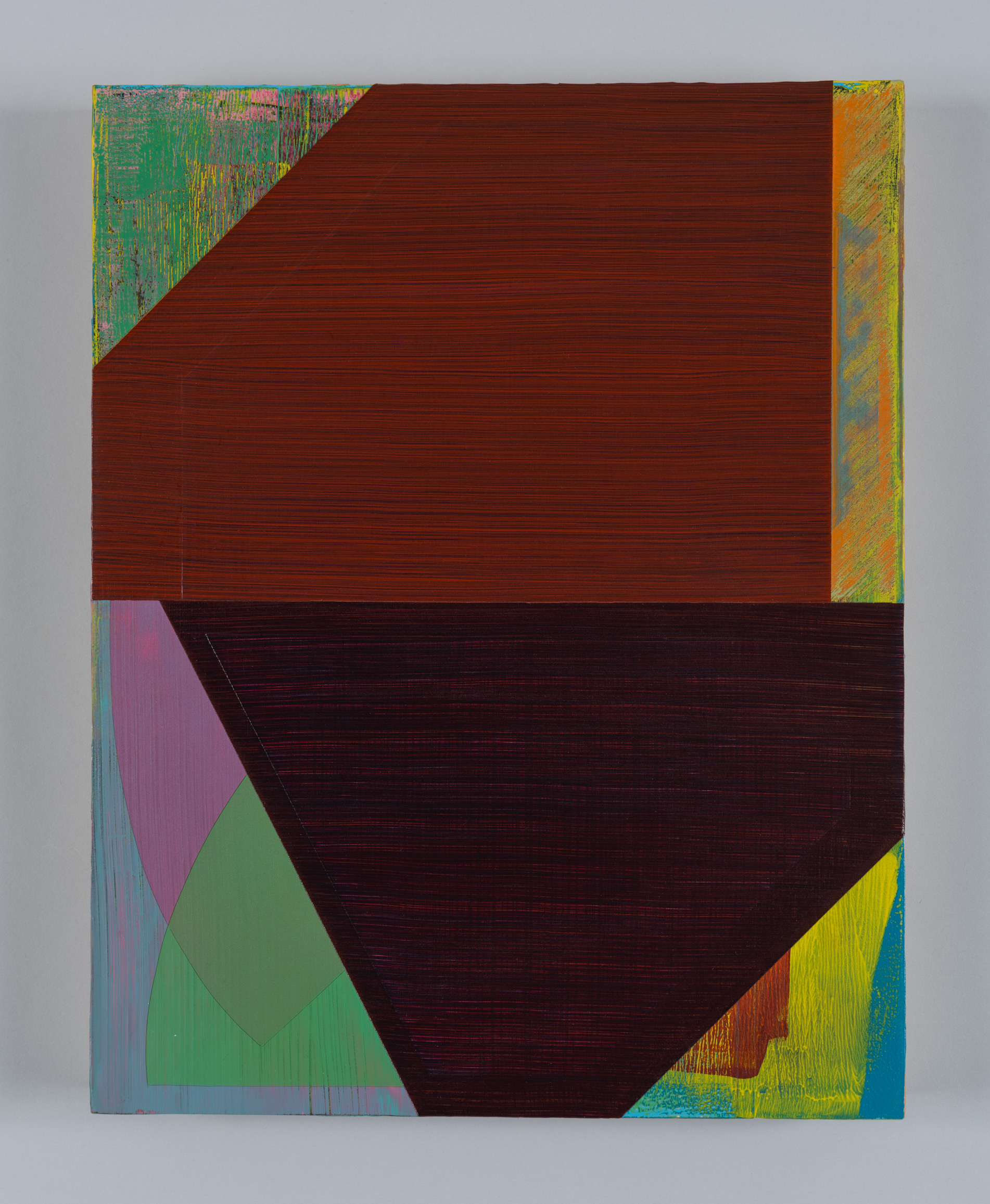 Intersection, 2023, acrylic on panel, 14 &times; 11&rdquo;.