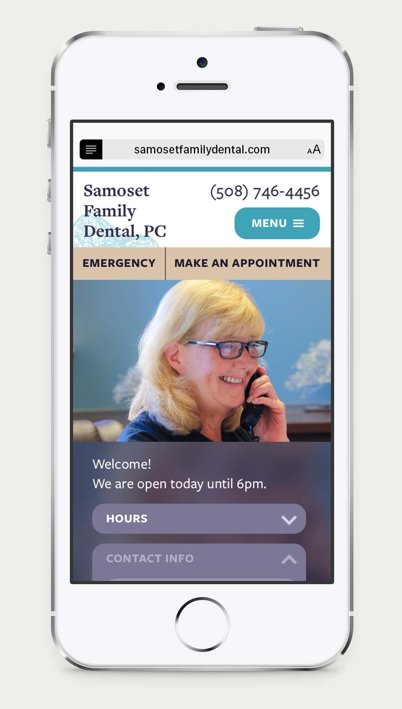 Samoset Family Dental home screen