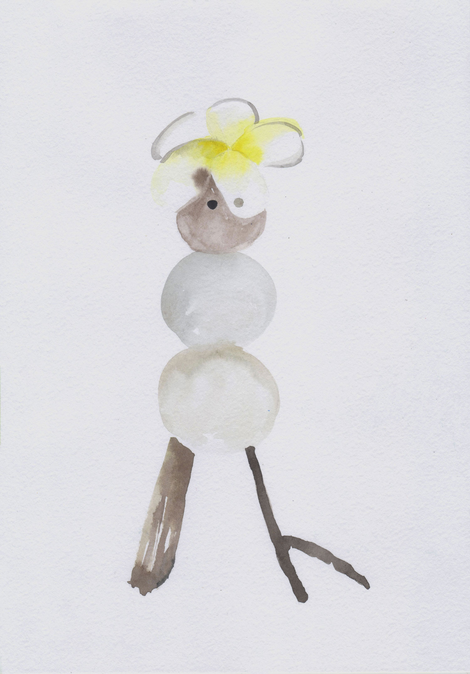 "Plumeria 2", 2022, paper, watercolor, acryl