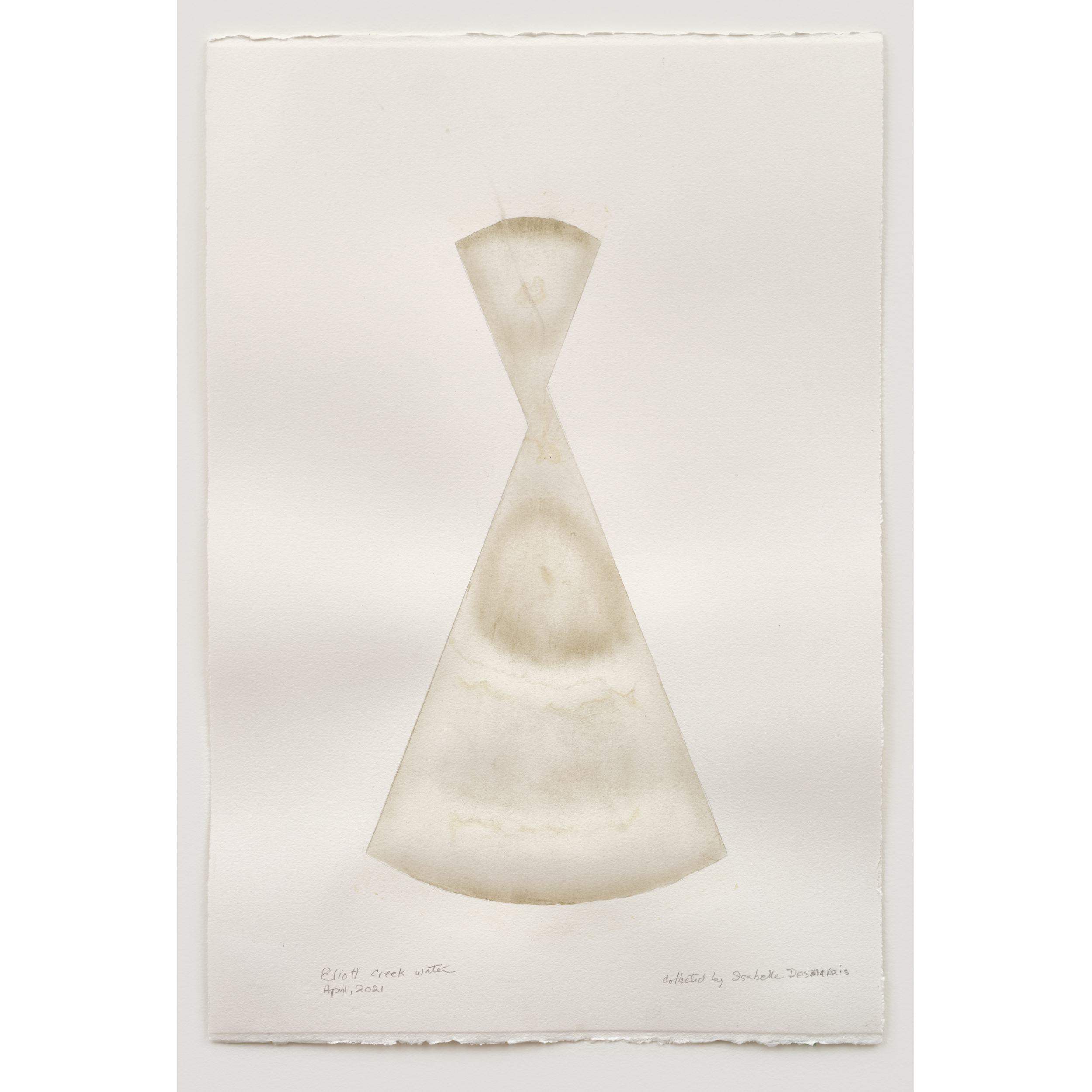 Judith Williams, Elliot Creek (after landslide), April 2021. 57 x 38 cm / 22 1/4 x 15 in. Landslide water on paper. Collected by Isabelle Desmarais.