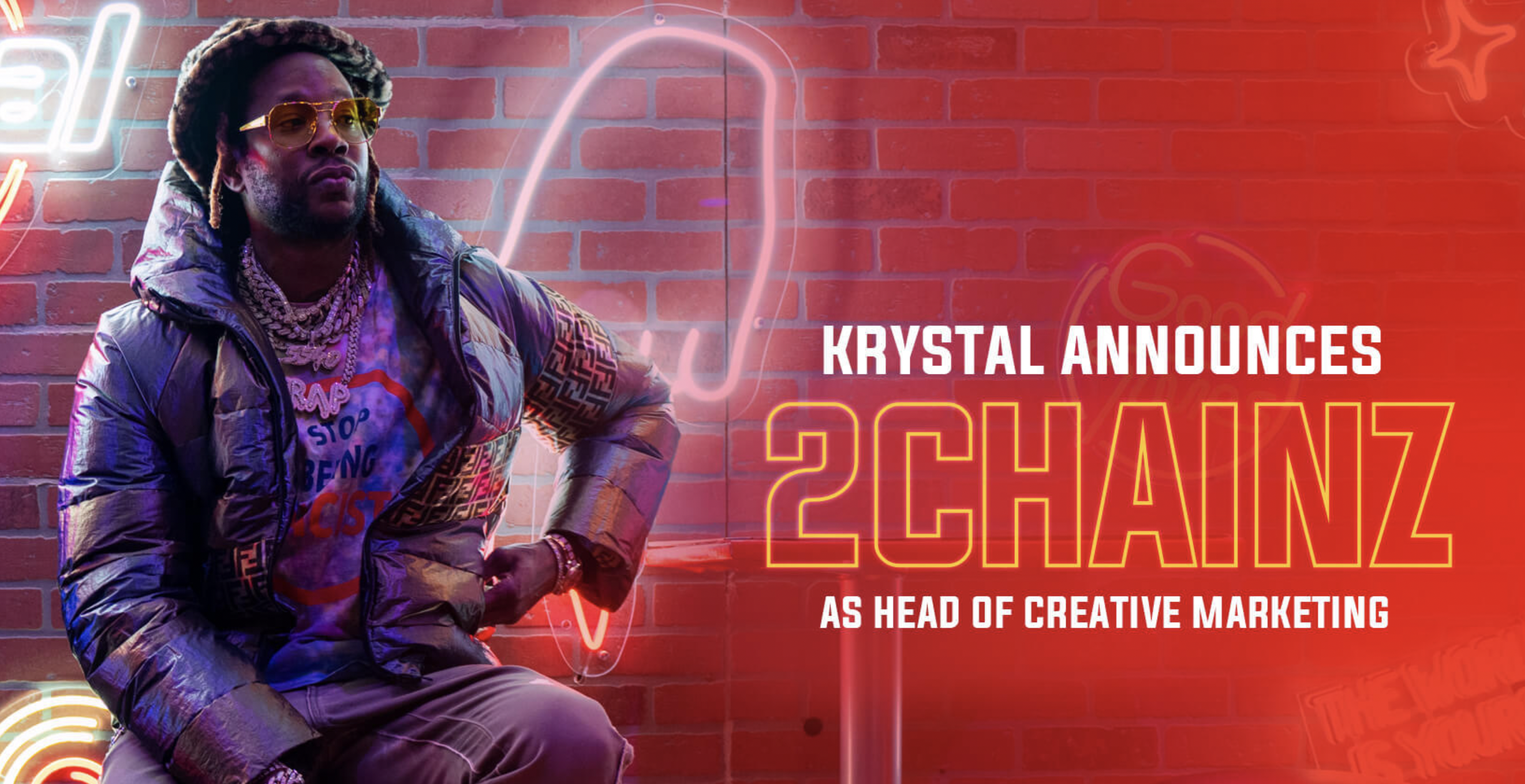 2CHAINS + KRYSTAL COLLAB -  Looking to create something special for their customers, we reached out to 2Chainz for a concert, album drop, pop-up merch store, and a variety of other live events. I also took over their socials for the week (and tripled their average engagement). Role: Creative, Writer