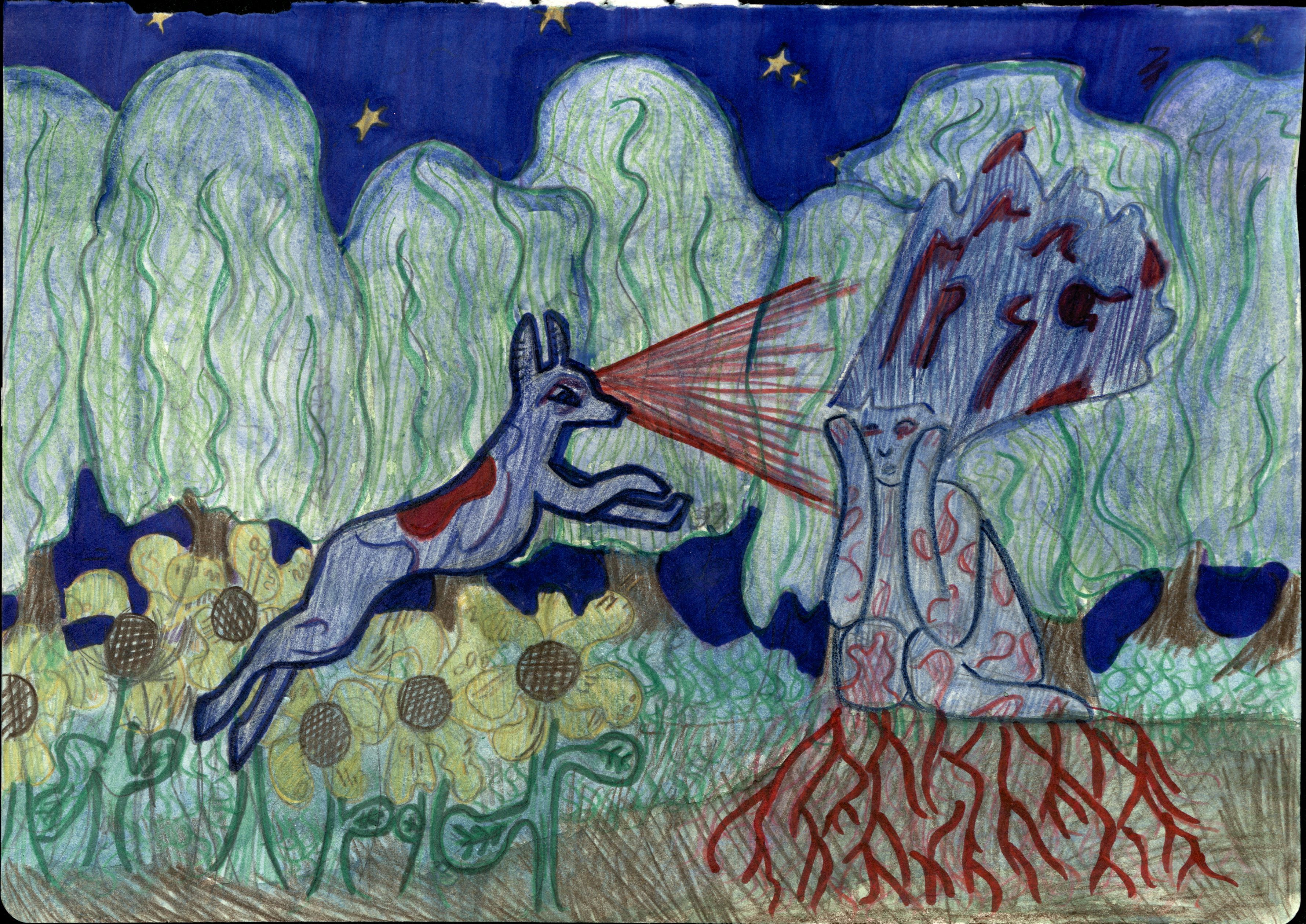 "Pastiche (after James Jean)", marker + colored pencil (2020)