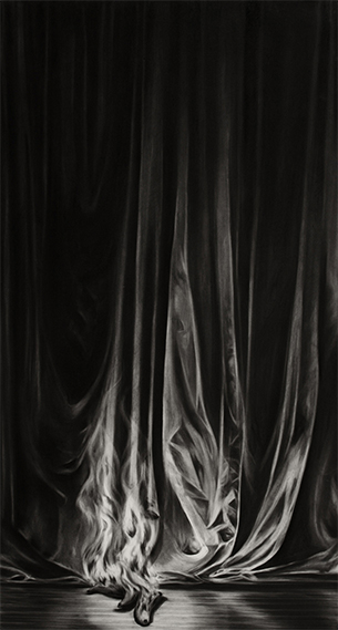 Las Migajas de la Fe, 2010. Charcoal on paper, 82 x 45 inches.