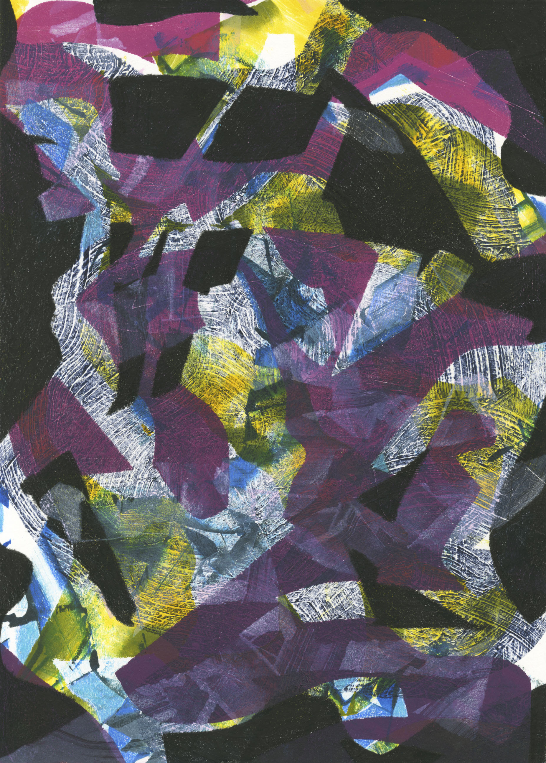 Future Days, 2018, monoprint with embossment and colored pencil on paper, 15 × 11".