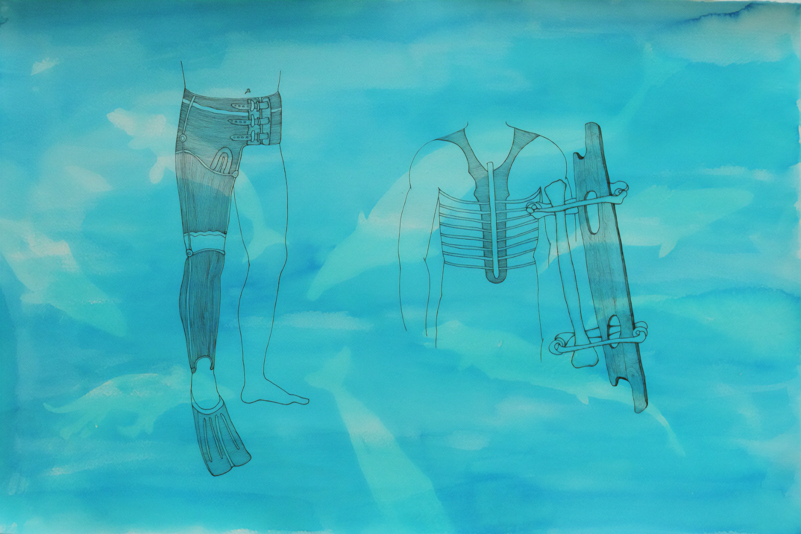 We Shall Have a Bon Voyage, #1, 2023, pigment and ink on cotton paper 50 x 70 cm