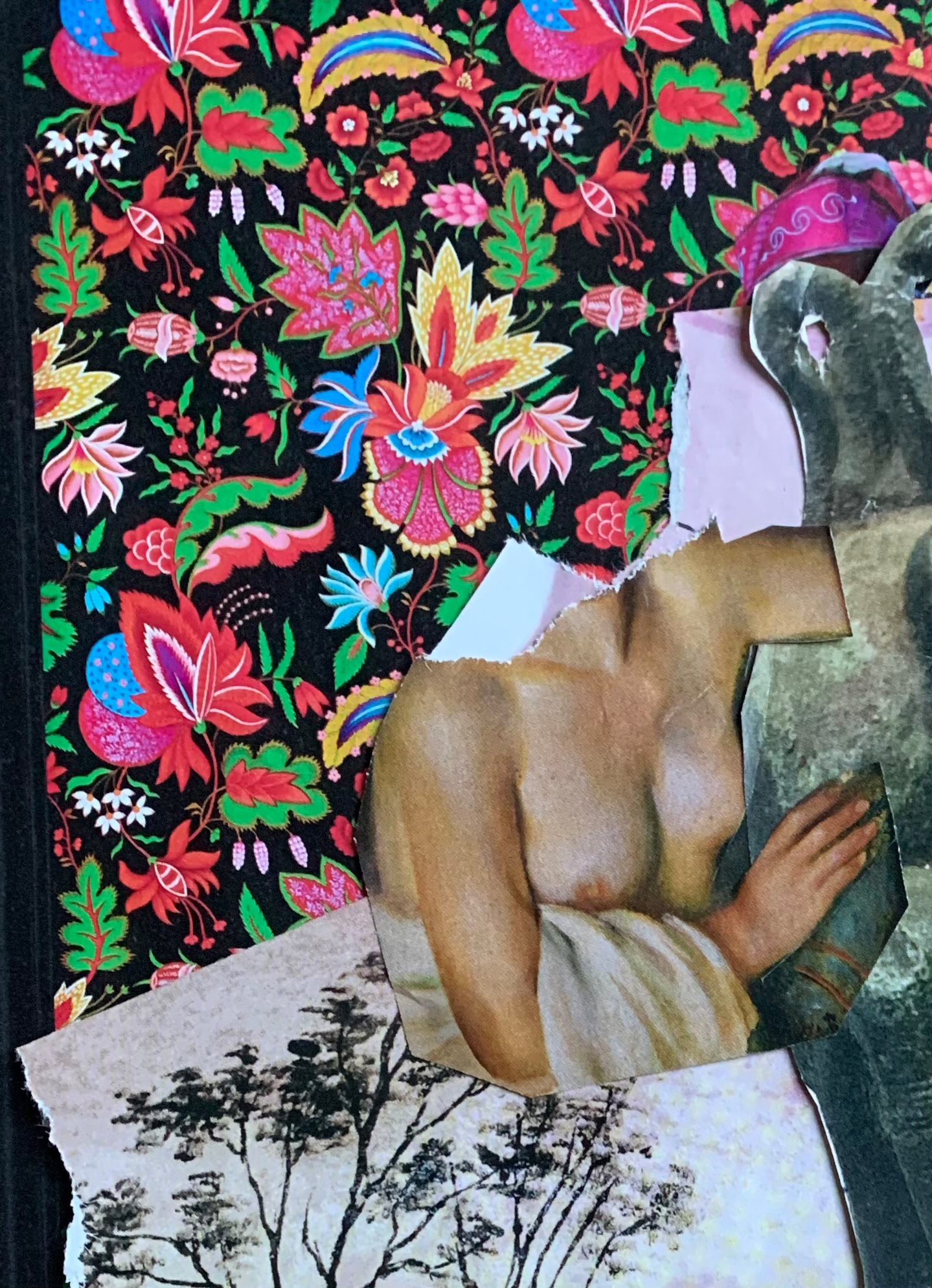Clara Perreaut, Tout ce qui brille n’est pas or, 2024, collage et fusain sur papier, 23x32cm - © C. Perreautt