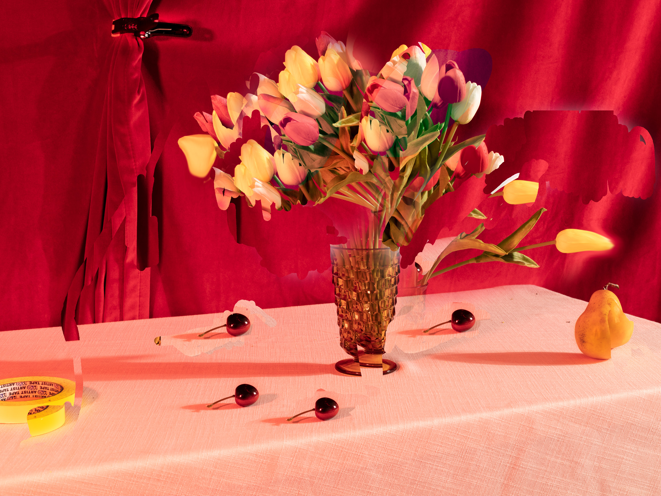 The tulips should be behind bars like dangerous animals (after Sylvia Plath), 2020, archival pigment print, 20”x30”