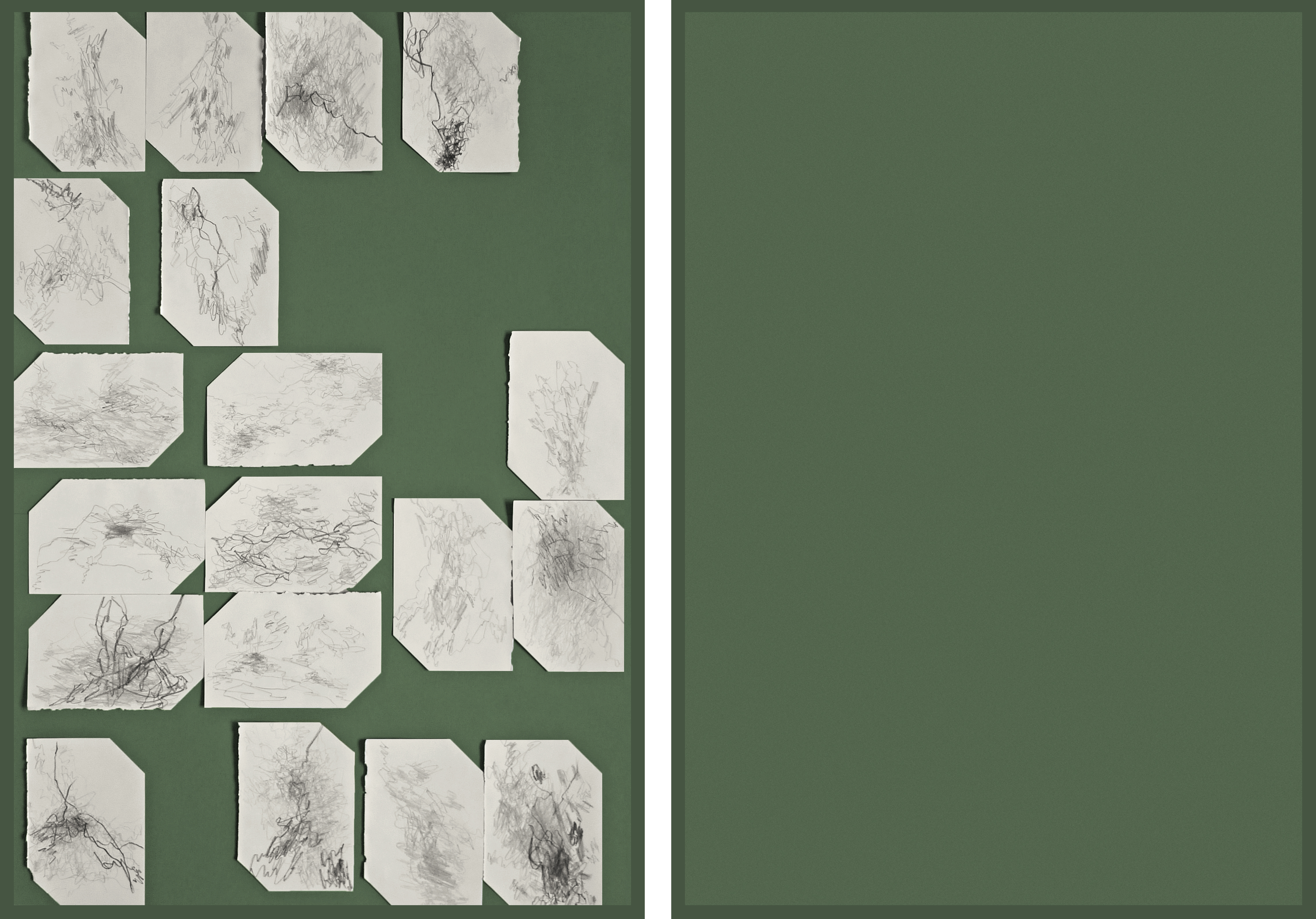 The new atlassers, graphite on paper and artist frames, 23.5 x 31.25 in each, 2020