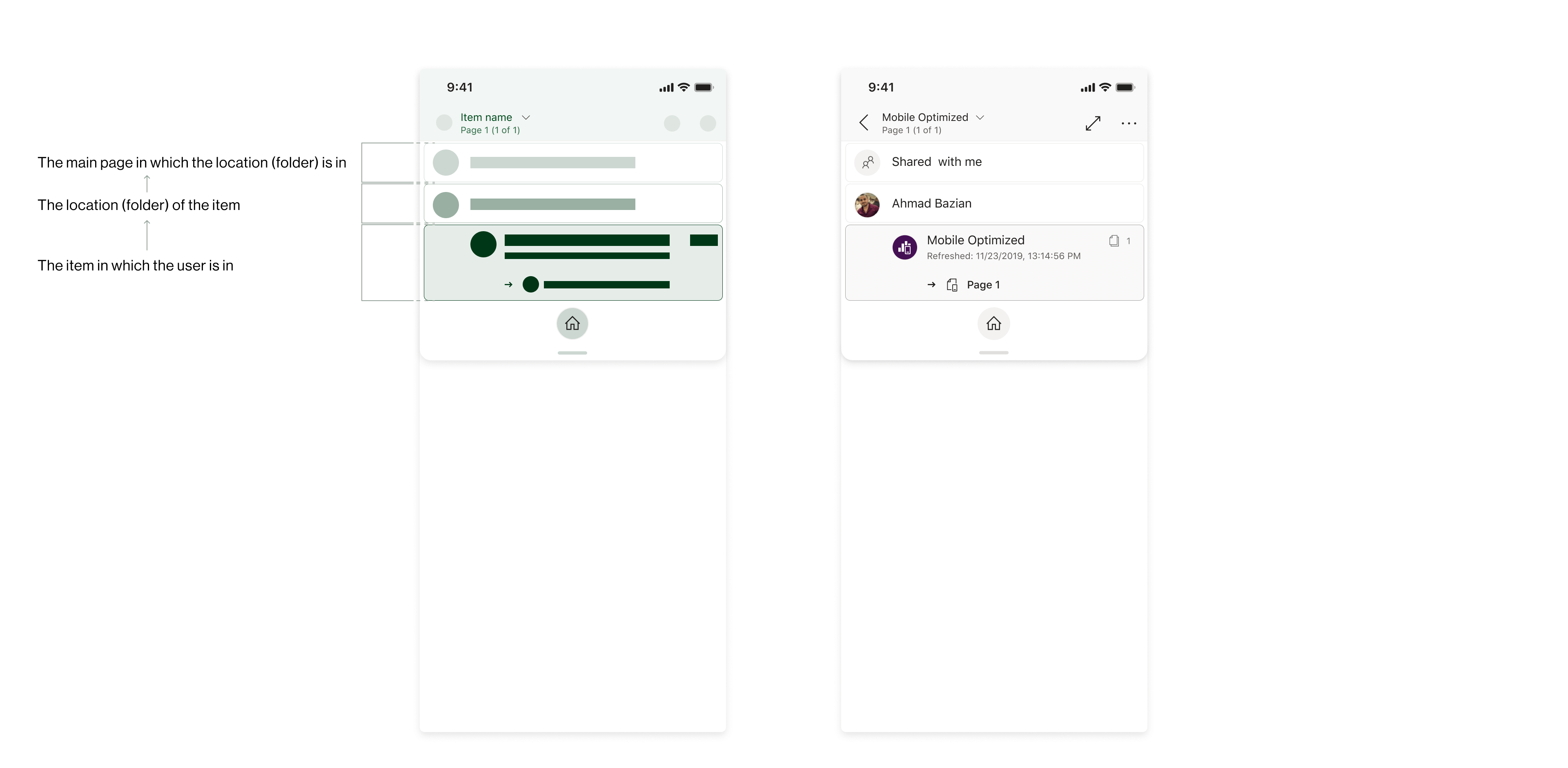 Navigation Tree of a report with 1 page, basic unit.