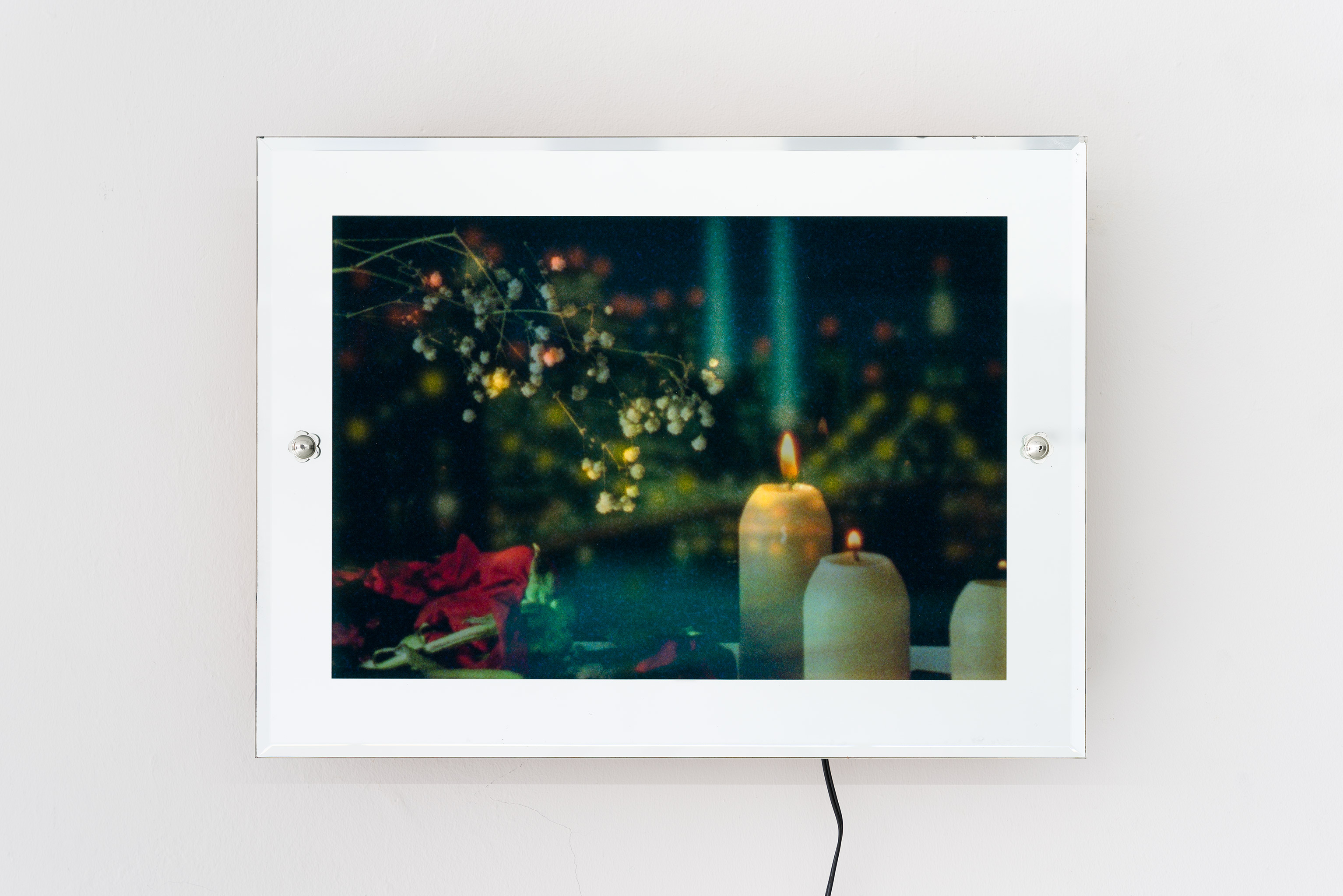 Skyline Still Life #1, 2024, found Lightbox: glass, wooden box, LED, UV print, 12 x 15 3/4 x 2 3/4 in. (30.5 x 40 x 7 cm.)