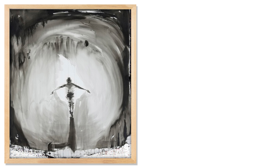 Marcos Castro, Raising (2017). Watercolor on Paper, 75 x 53 inches.