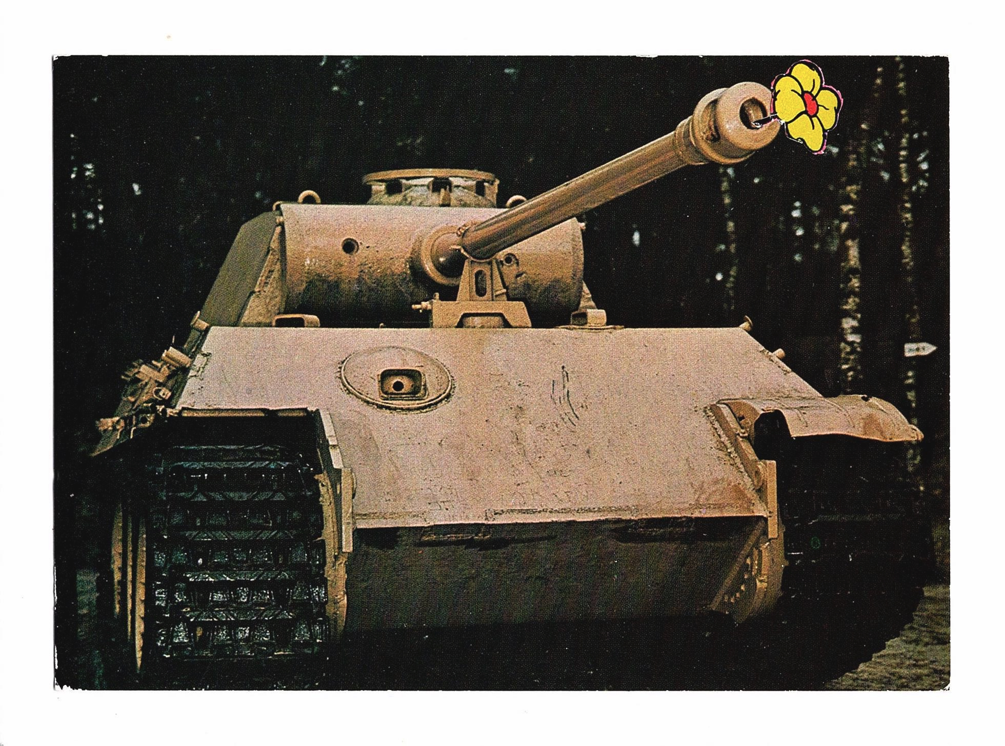 Flower Power, 2024, collage on postcard, 14.8 x 10.5 cm