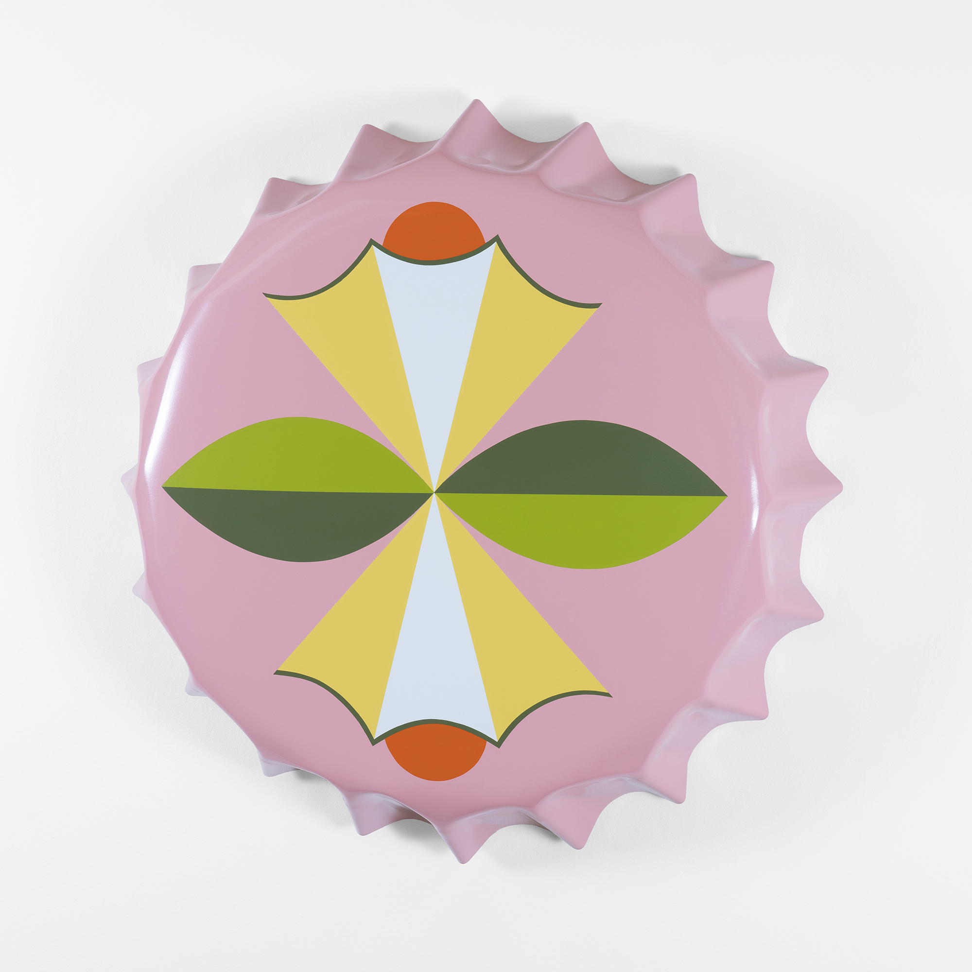 Siren (Tutti Frutti), 2023, enamel on shaped steel, 33" × 33"× 6"