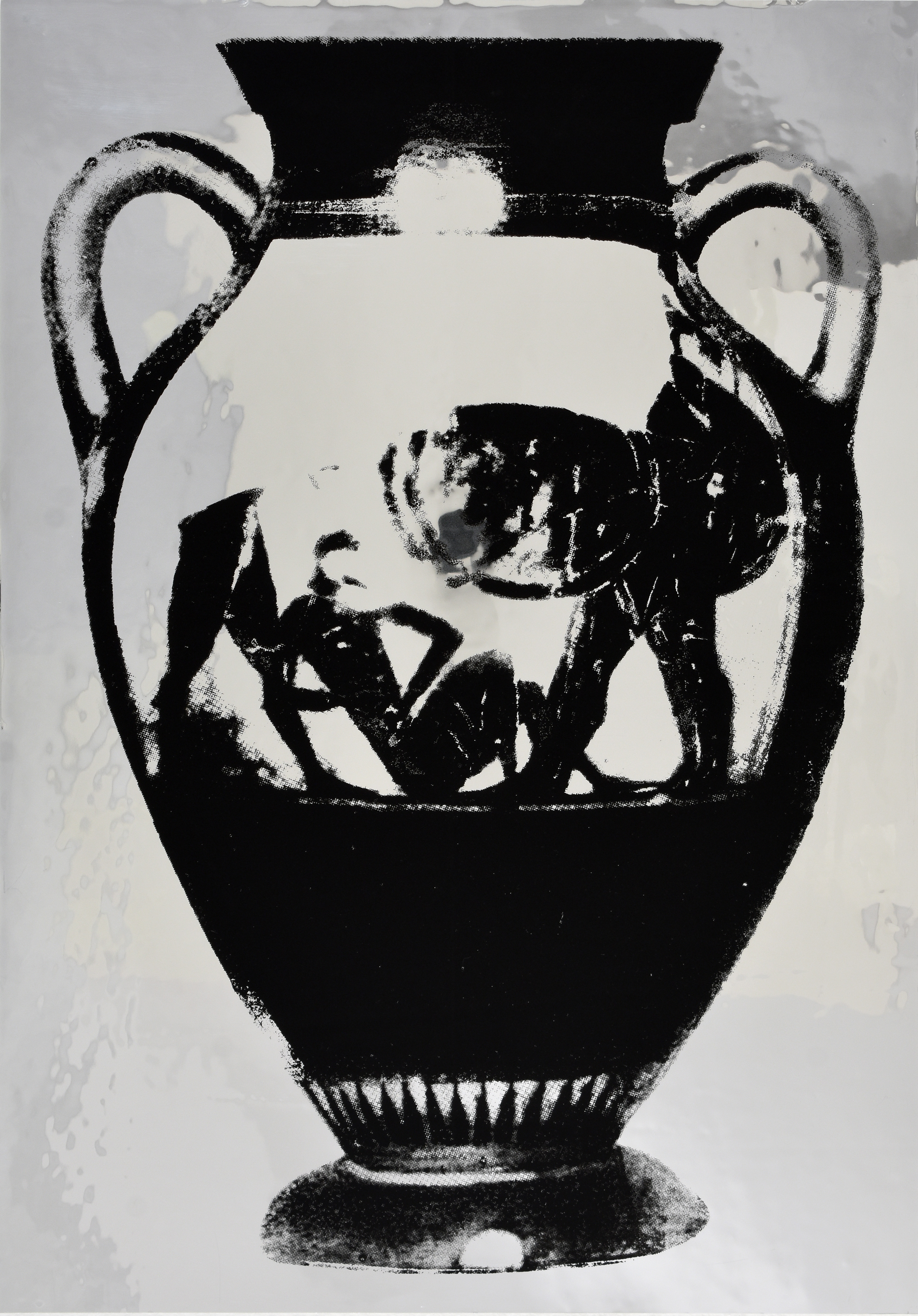301037 (M.ND.01) A: Herakles and Geryon, Eurytion Fallen. B: Herakles and The Lion Between Athena and Iolaos, Screenprint on double aluminized polyester film, 17.75 x 12.25 in., 2024