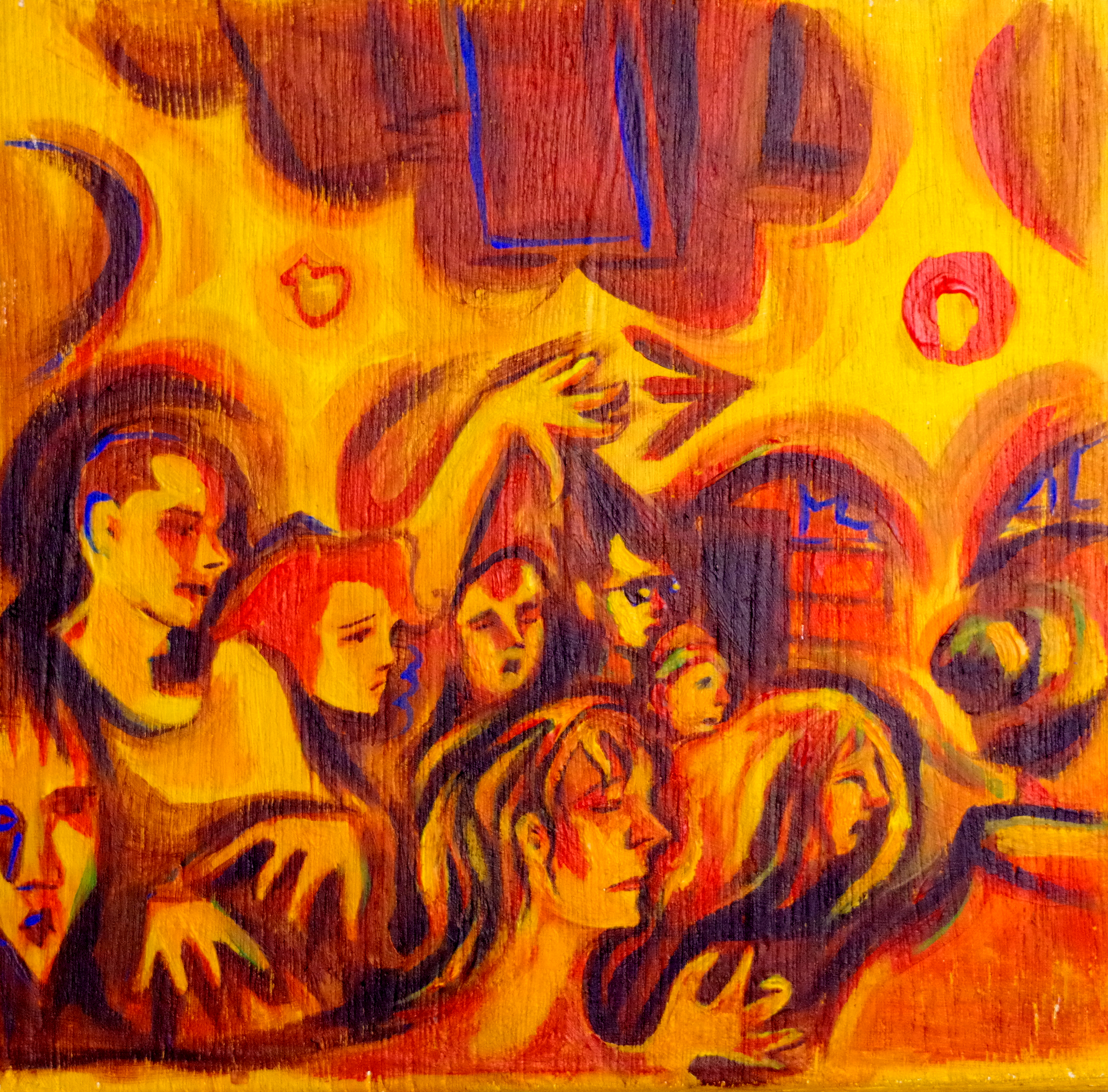 9 Punters Dancing - Acrylic on ply