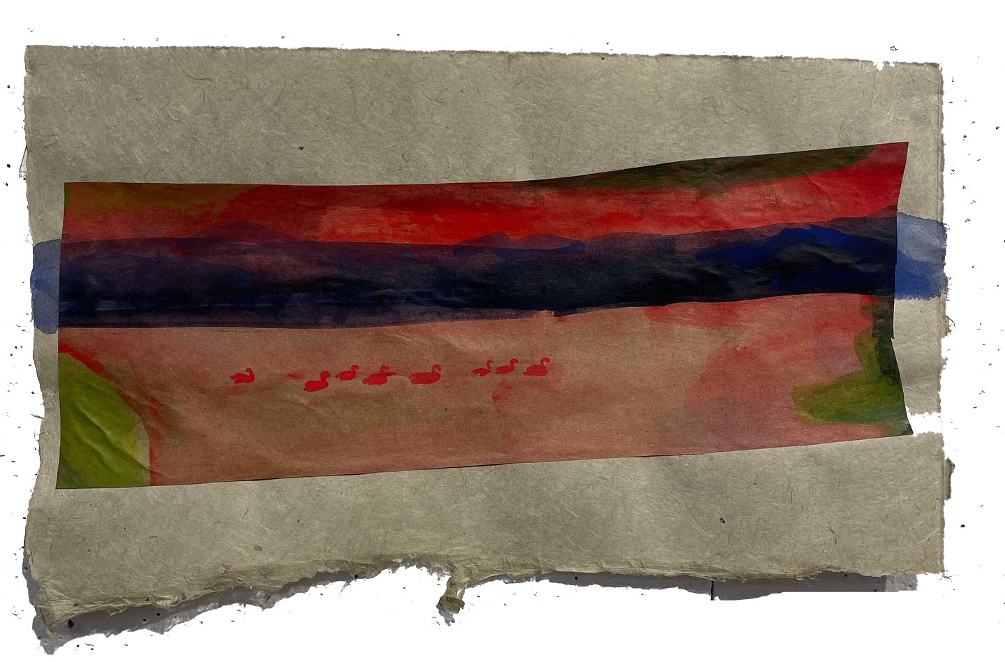 geese, gouache collage, 2022