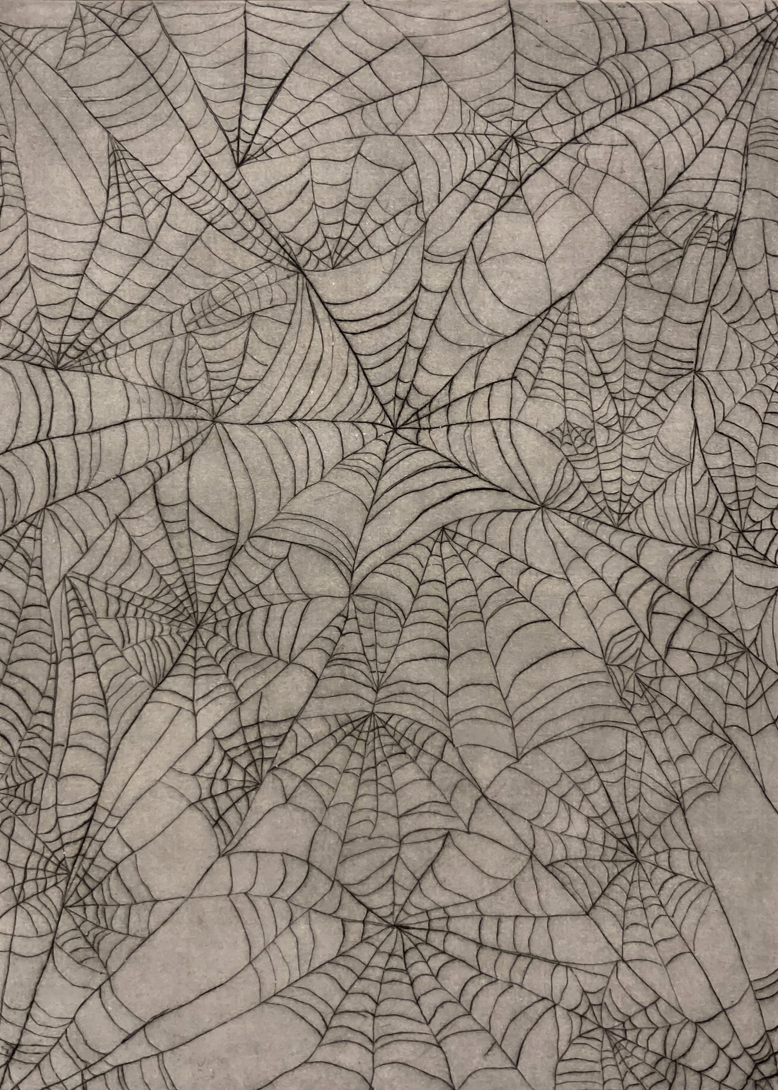   Spiderwebs, 2021 Drypoint etching, 15x20 cm