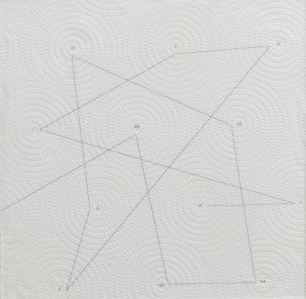 FIBONACCI, 2023 Impresión inkjet s/servilletas de papel absorbente 20,5x20,5 cm.