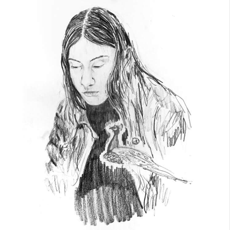 'o pavão e a inês', 2019, graphite on paper