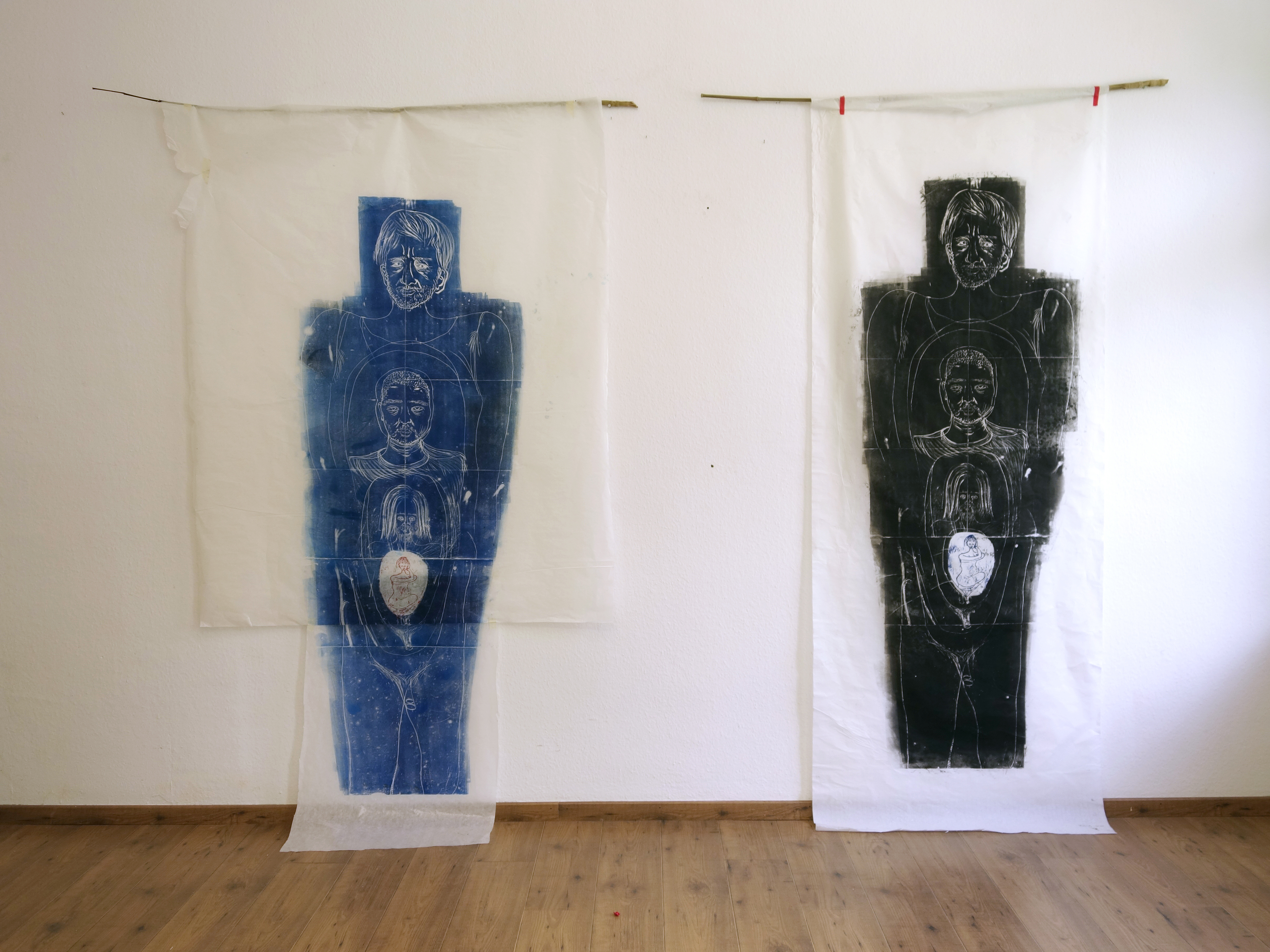 Geborgenheit 137 x 253 cm, 96.5 x 258 cm, print on chinese paper, 2020, _den Zeiten_, Sybelcentrum, Karlsruhe