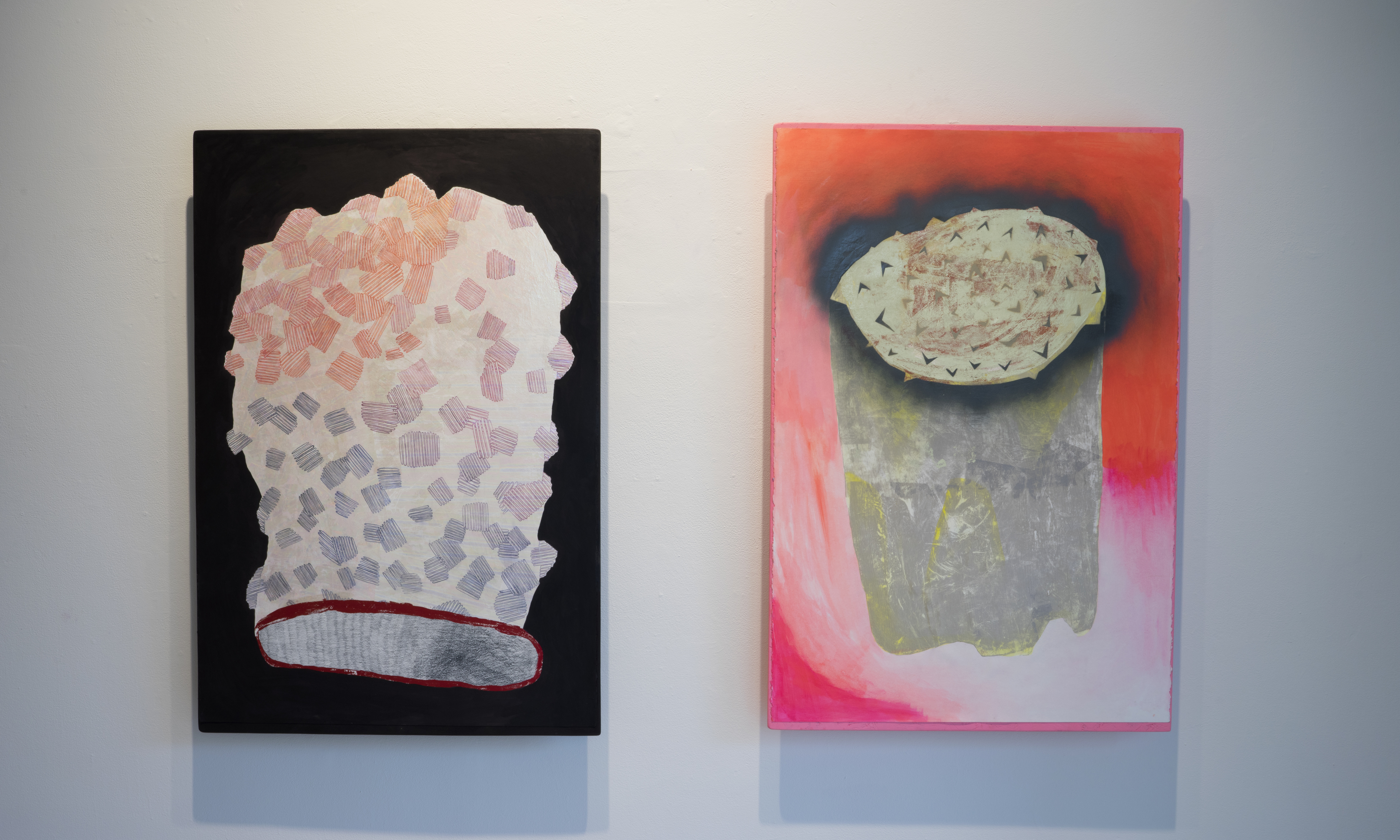 acrylic, hot-pressed foil and oil on wood, 32 x 42 inches