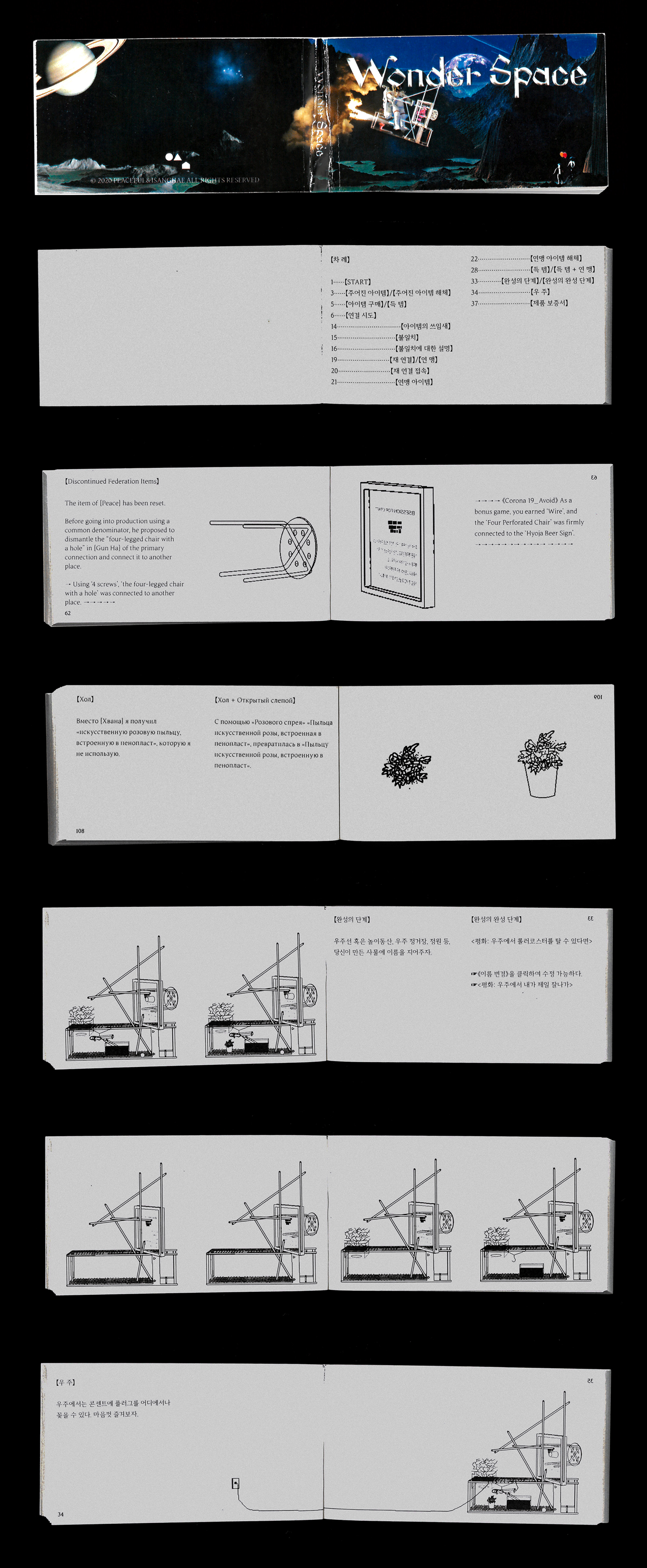 Wonder Space 사용설명법_2020_book_122page_90*50mm, book binding, 번역: 구글