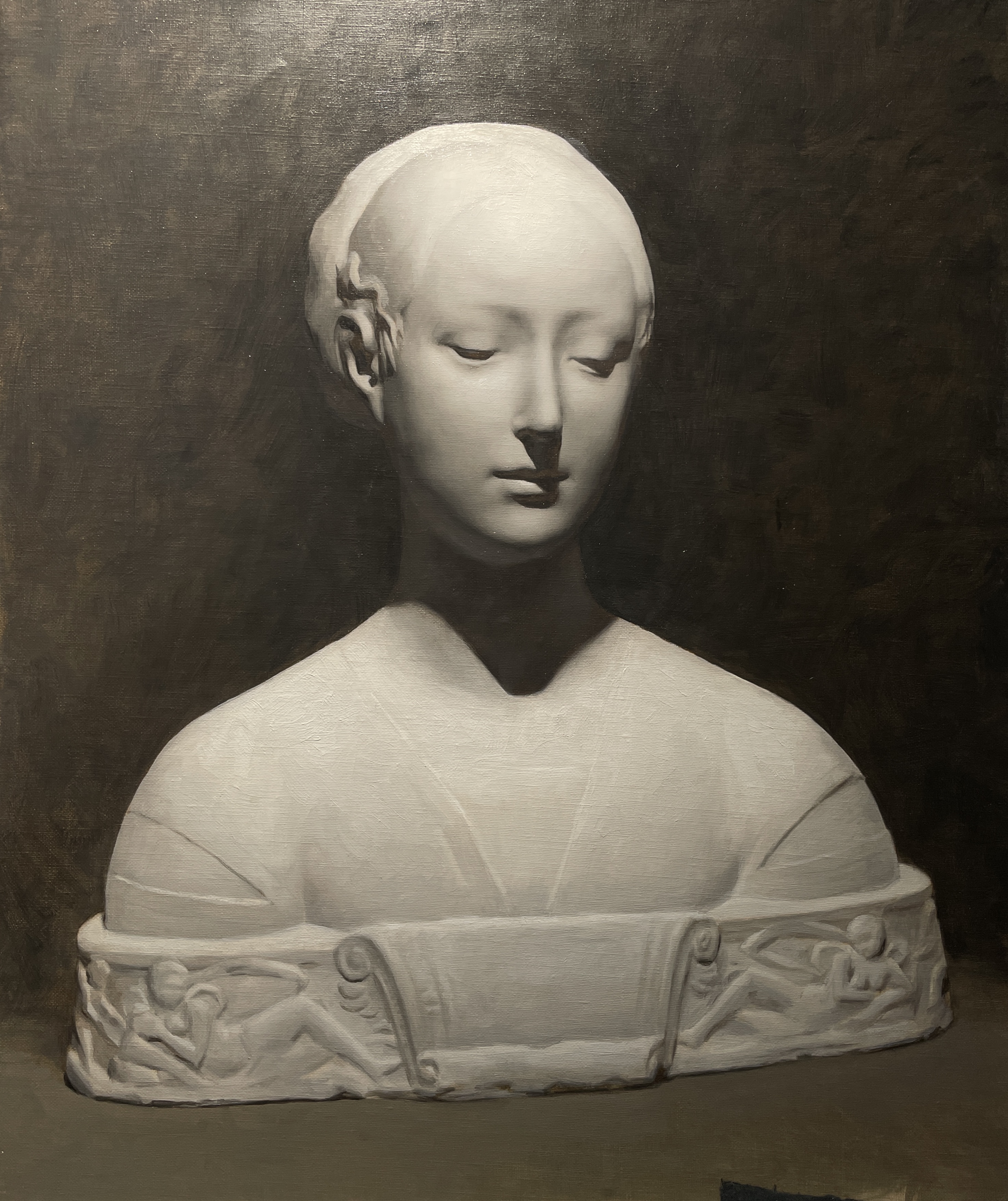 Cast painting (Renaissance bust), 202324"x20", oil on linen