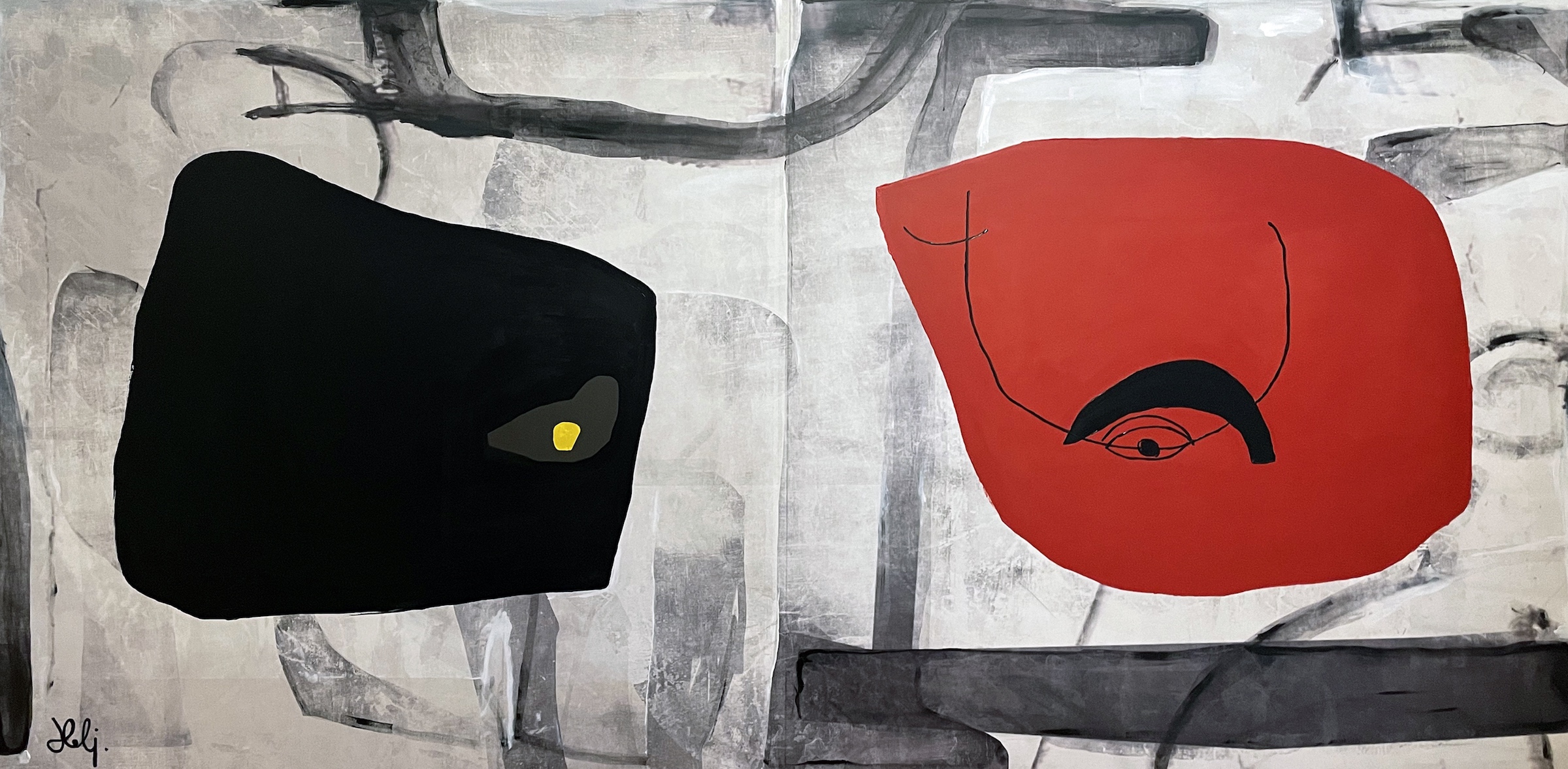 Black and Red, 2020130 x 260 cmMixed media on canvas