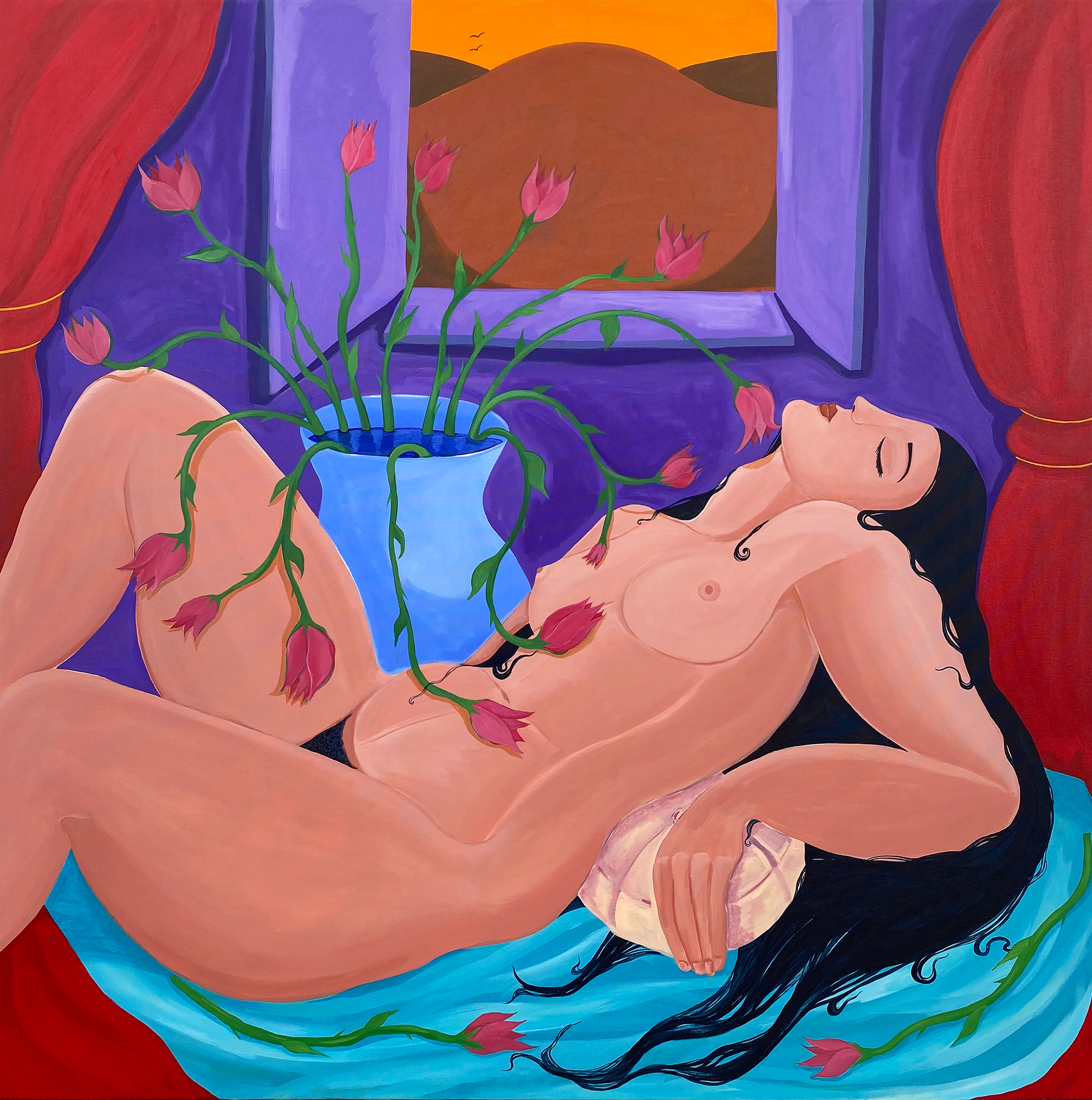 Flora, 54 x 54 inches, Acrylic, 2022.