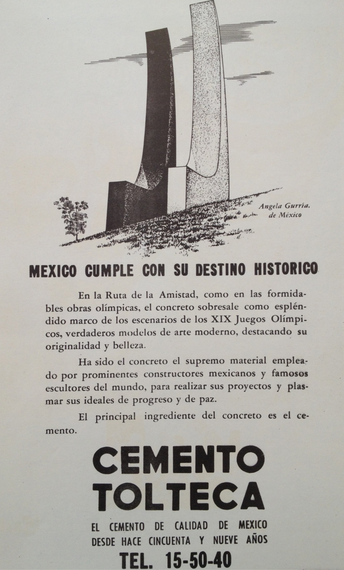 Publicidad de Cemento Tolteca 1968