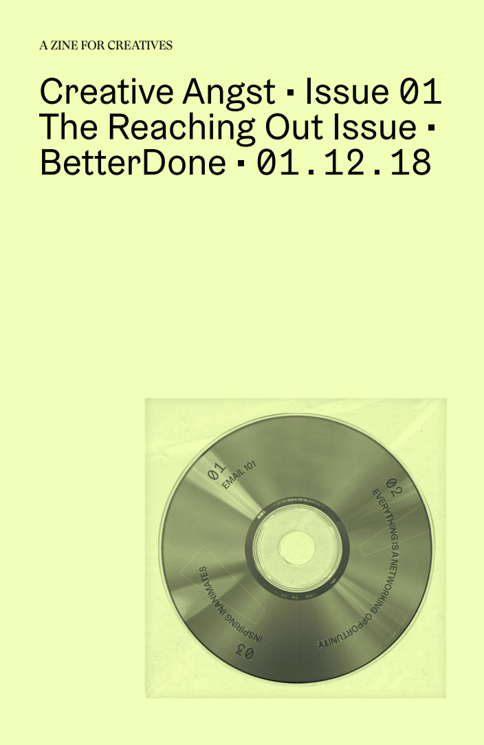 Design and concept for Creative Angst, a zine created for VICE's D&I event, Better Done on the topic of social networking. 2018.