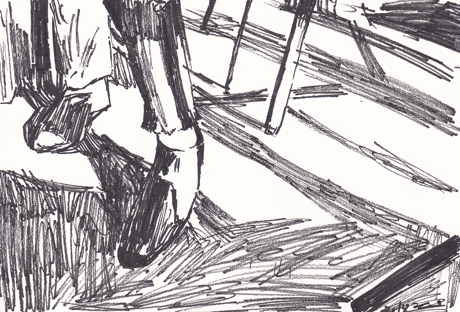 신발과 그림자, 2018, pen on paper, 14.8*21(cm)