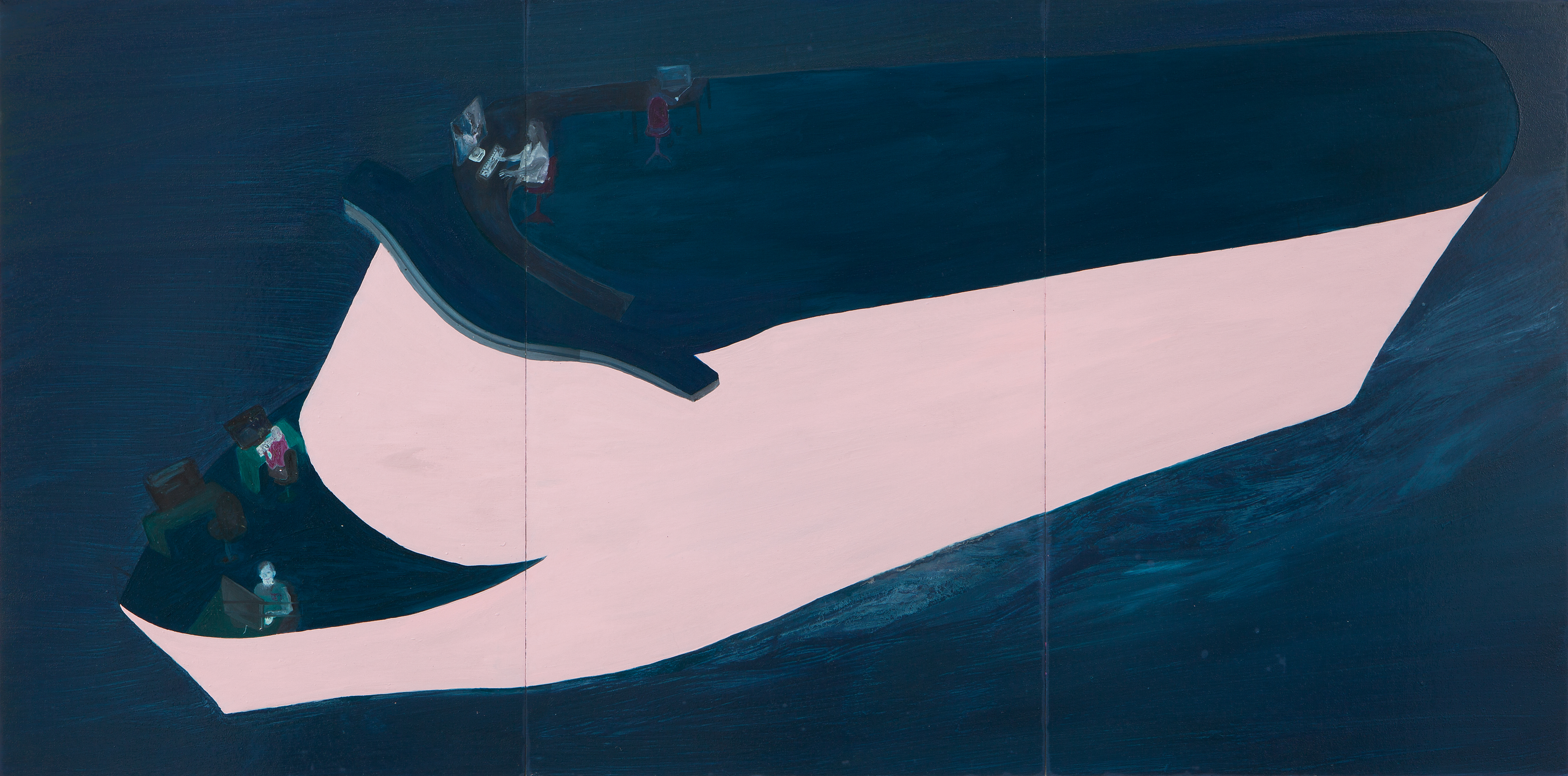Porn Boat, 2015, Oil and Pigments on Card Board, 175x87 cm