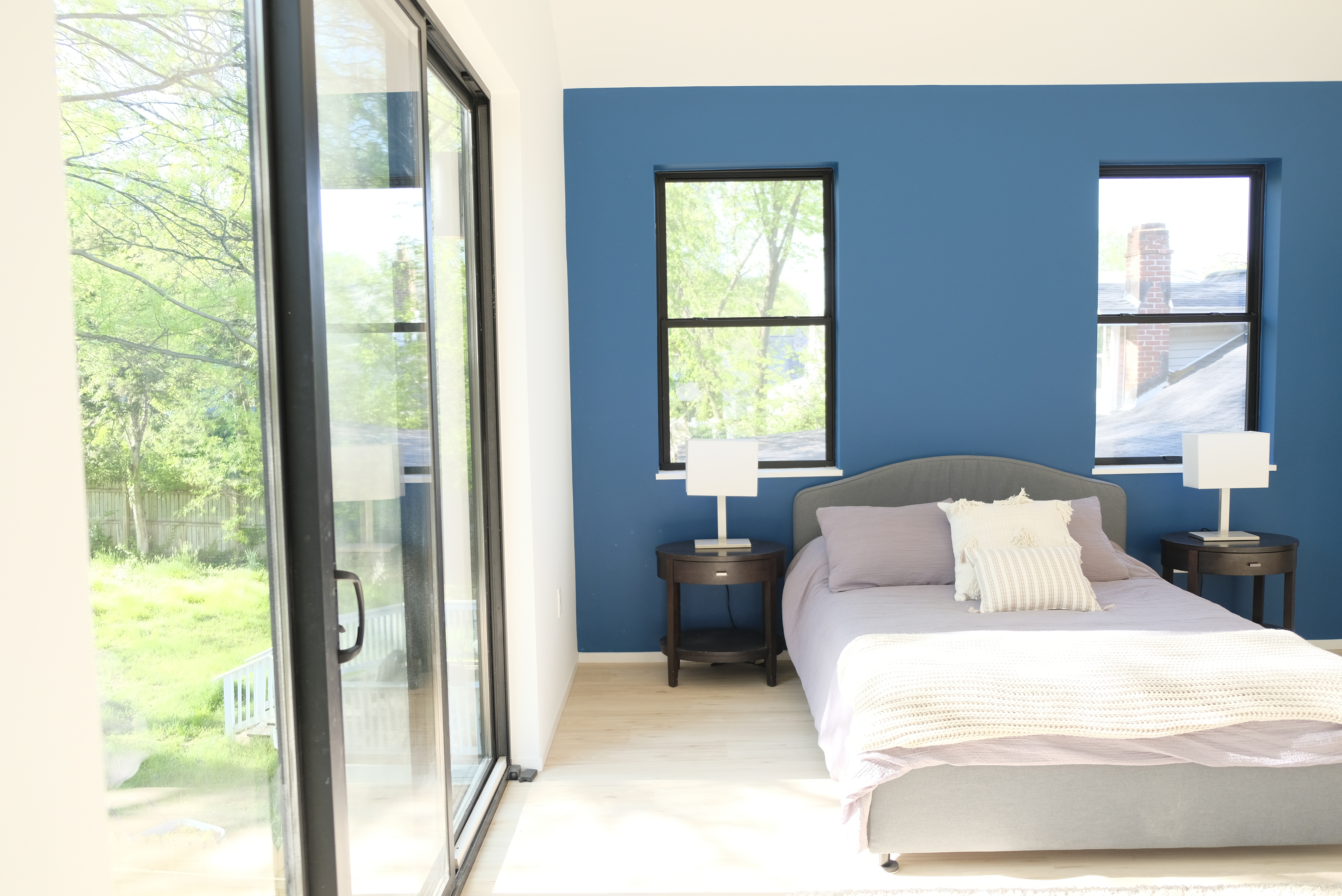 Bedroom with large glass doors