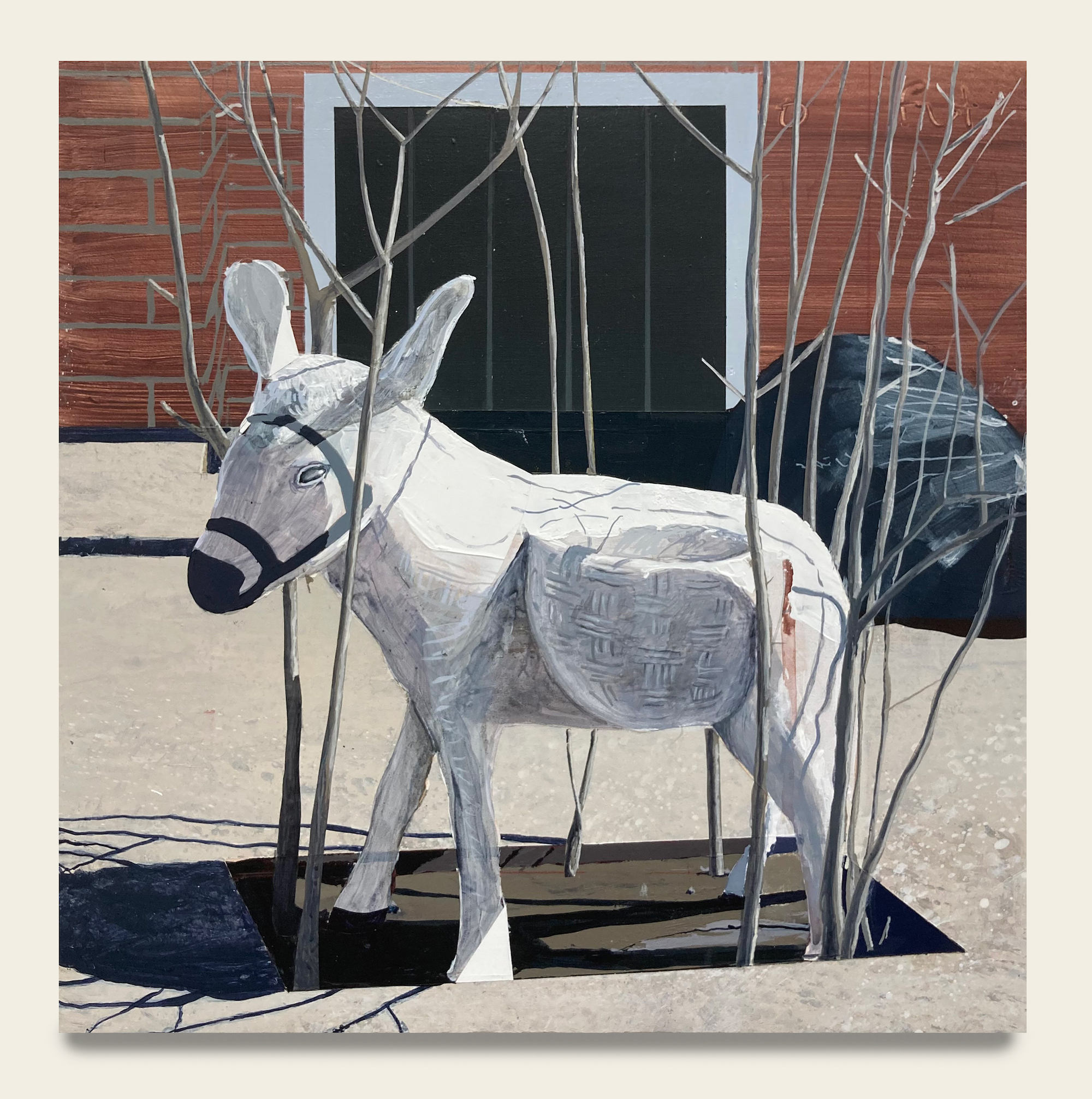 Donkey; Acrylic Paint on Panel; 12x12 inches