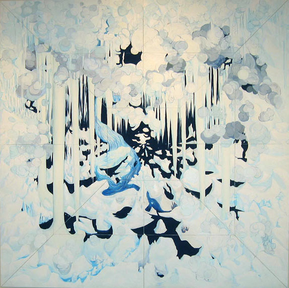 “Untitled”, acrylic on boards, 108x108”, 274 x 274 cm 