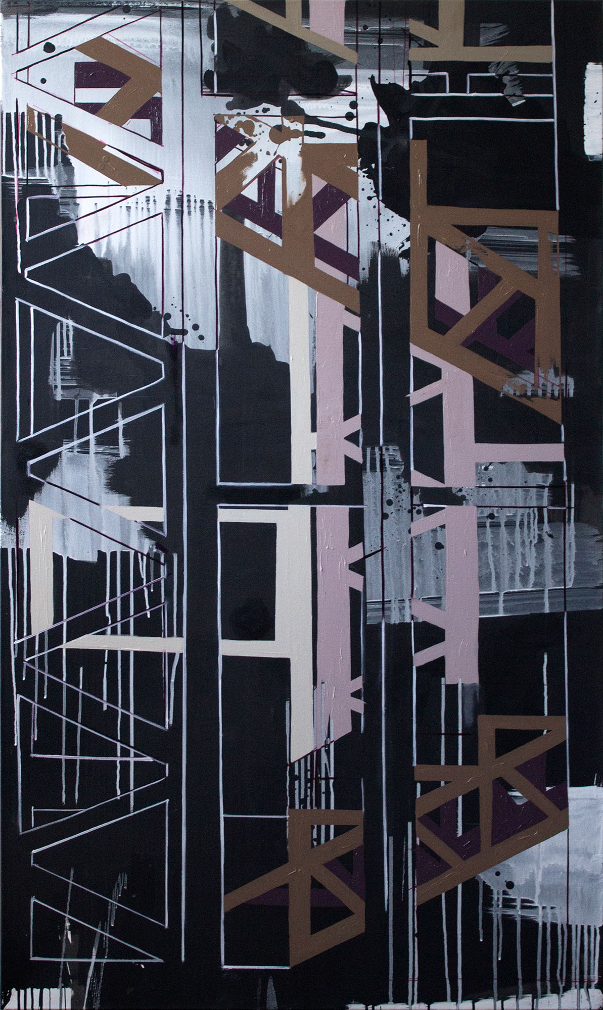 Estructura III, acrílico y óleo sobre lienzo, 150x90 cm, 2017
