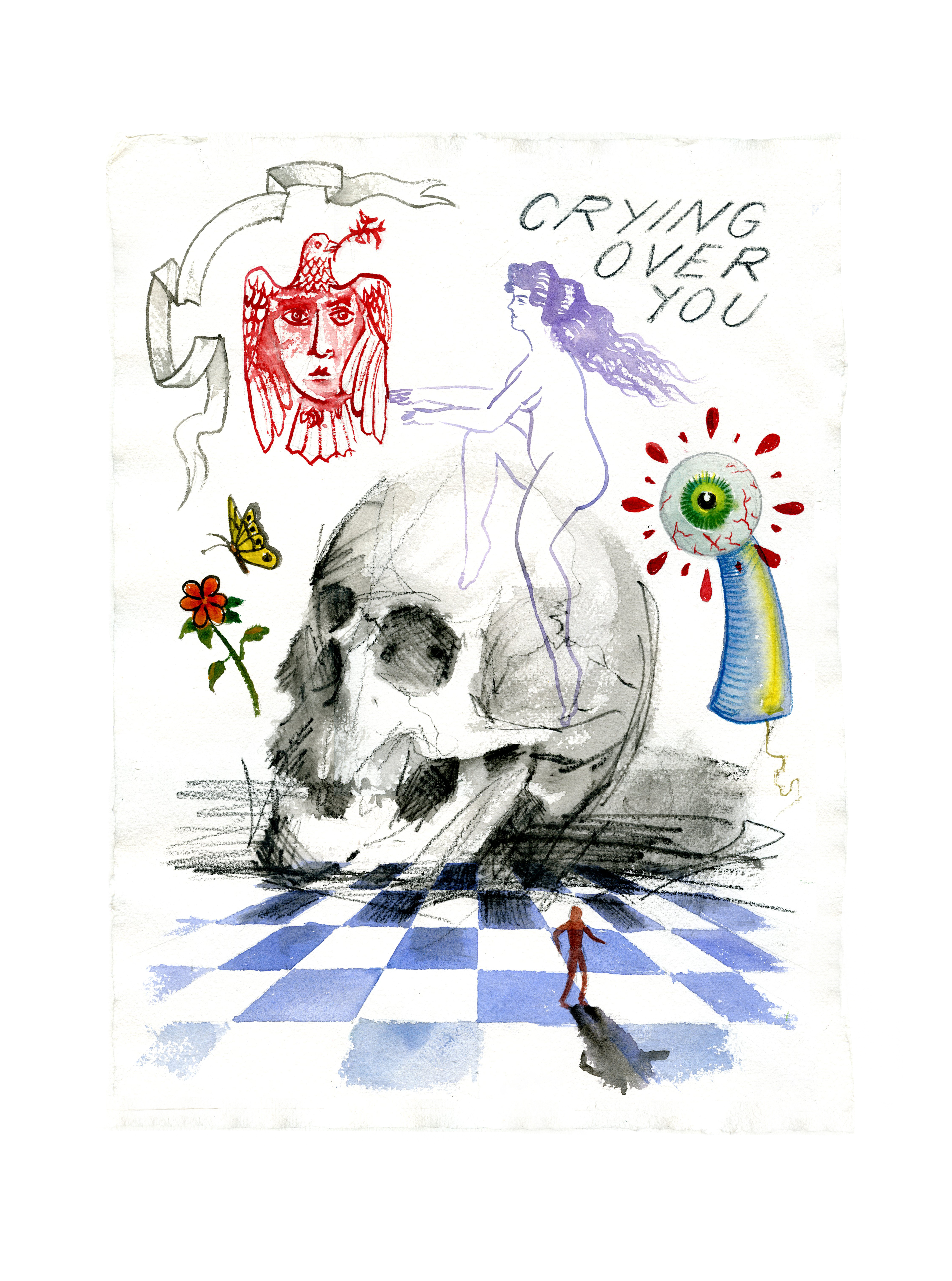 Crying Over You,&nbsp;2020Watercolor, Colored Pencil,and Charcoal  on Arches Paper15 x 11 inches (38.1 x 27.9 cm)