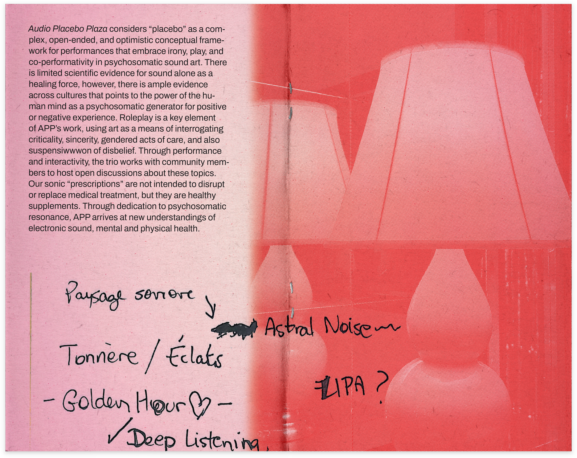 Archival zine for Audio Placebo Plaza at the 2022 Karachi Biennale.