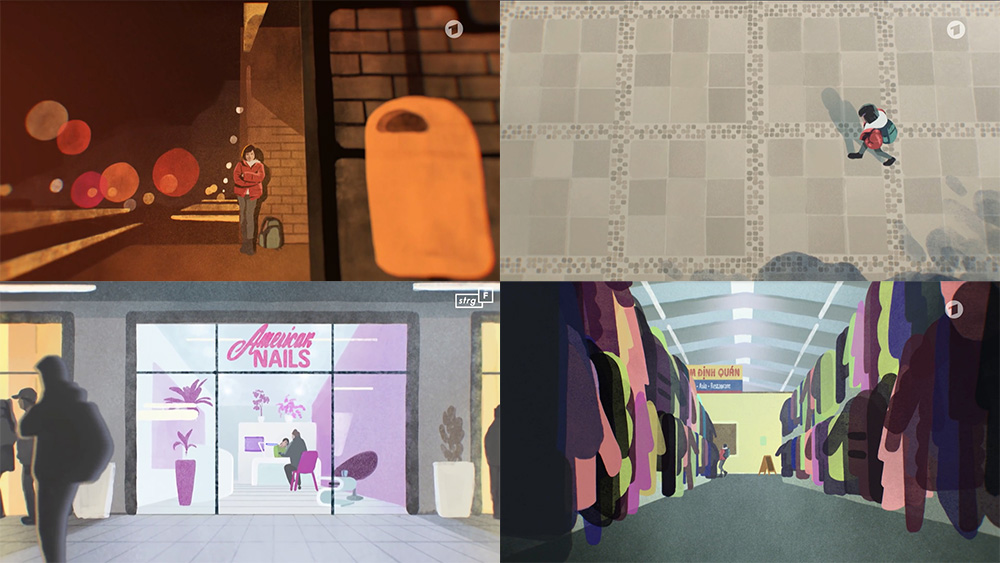 Concept style and backgrounds for TV documentary Handelsware Kind, 2020with/animation by Bitteschön.tv