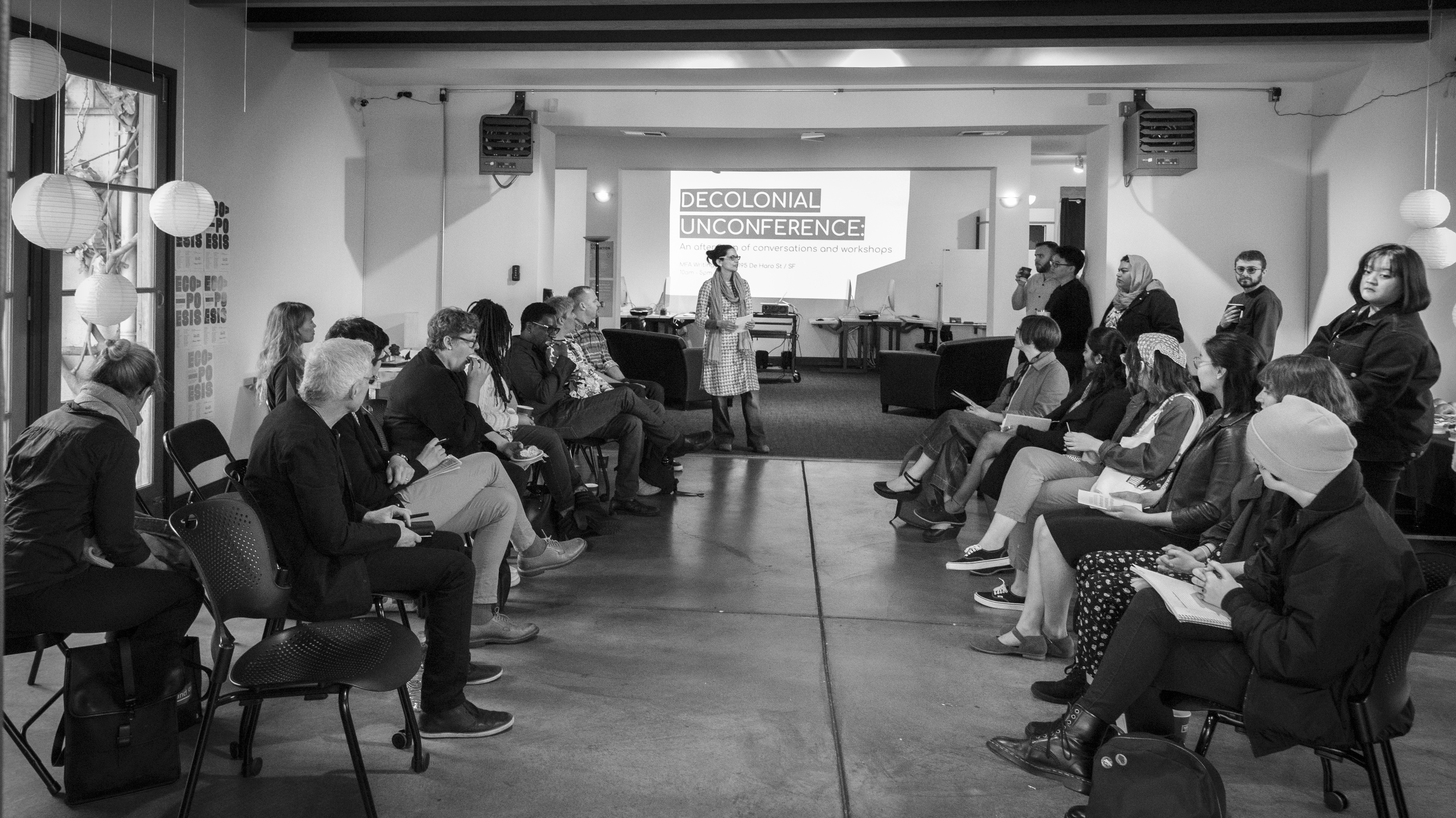 The Decolonial Unconference was a two day event that brought together students, faculty and broader community from California College of the Arts to discuss decolonizing practices in education.  Image credit: David Hisaya Asari