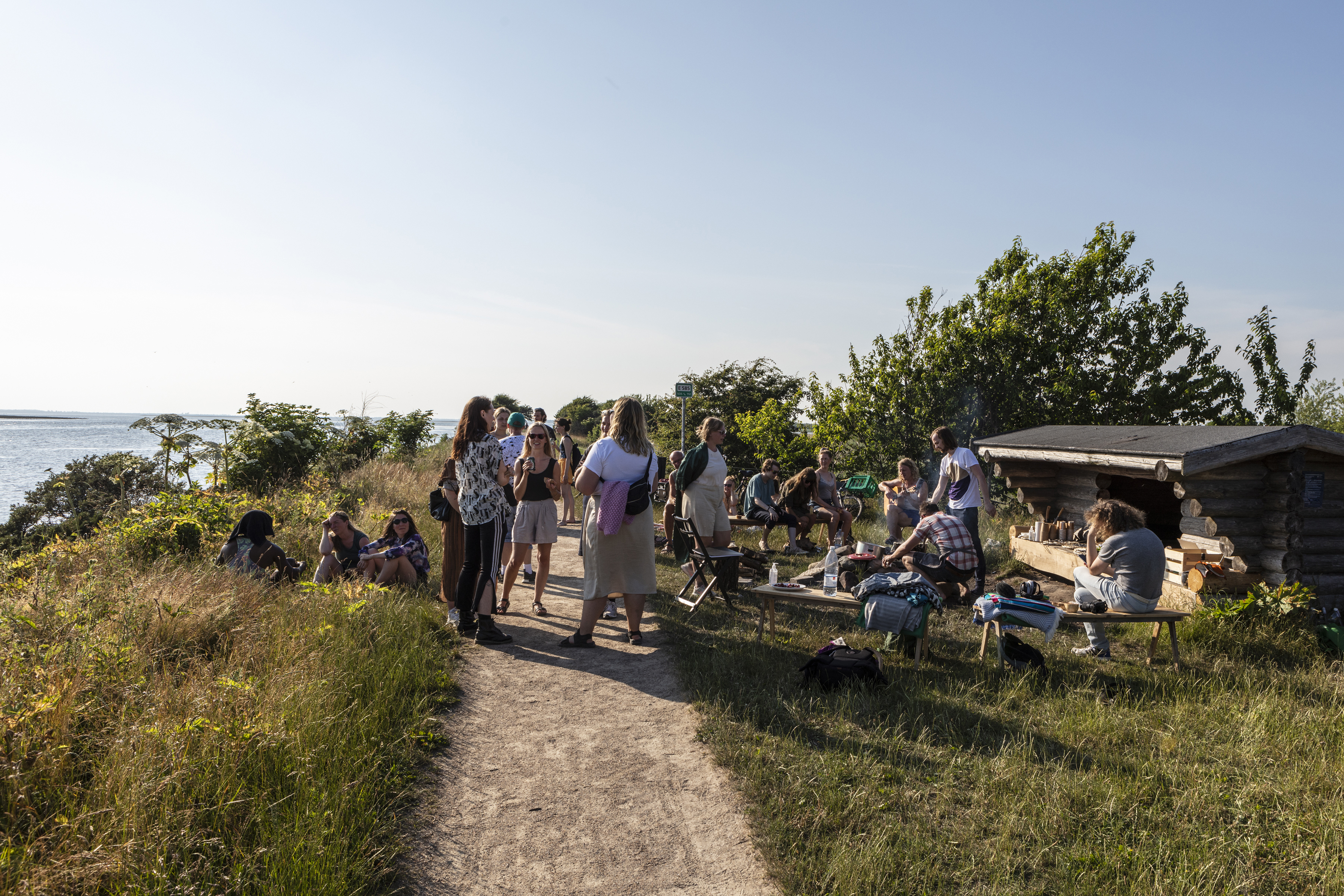 Documentation from performance and community meal by The Nomadic Platform for Eco-Economic Futures during the event Back to Nature - a part of the project Alternative Limfjord Ecologies, Lindholm Fjordpark, 2020 (photocredit: Niels Fabæk)